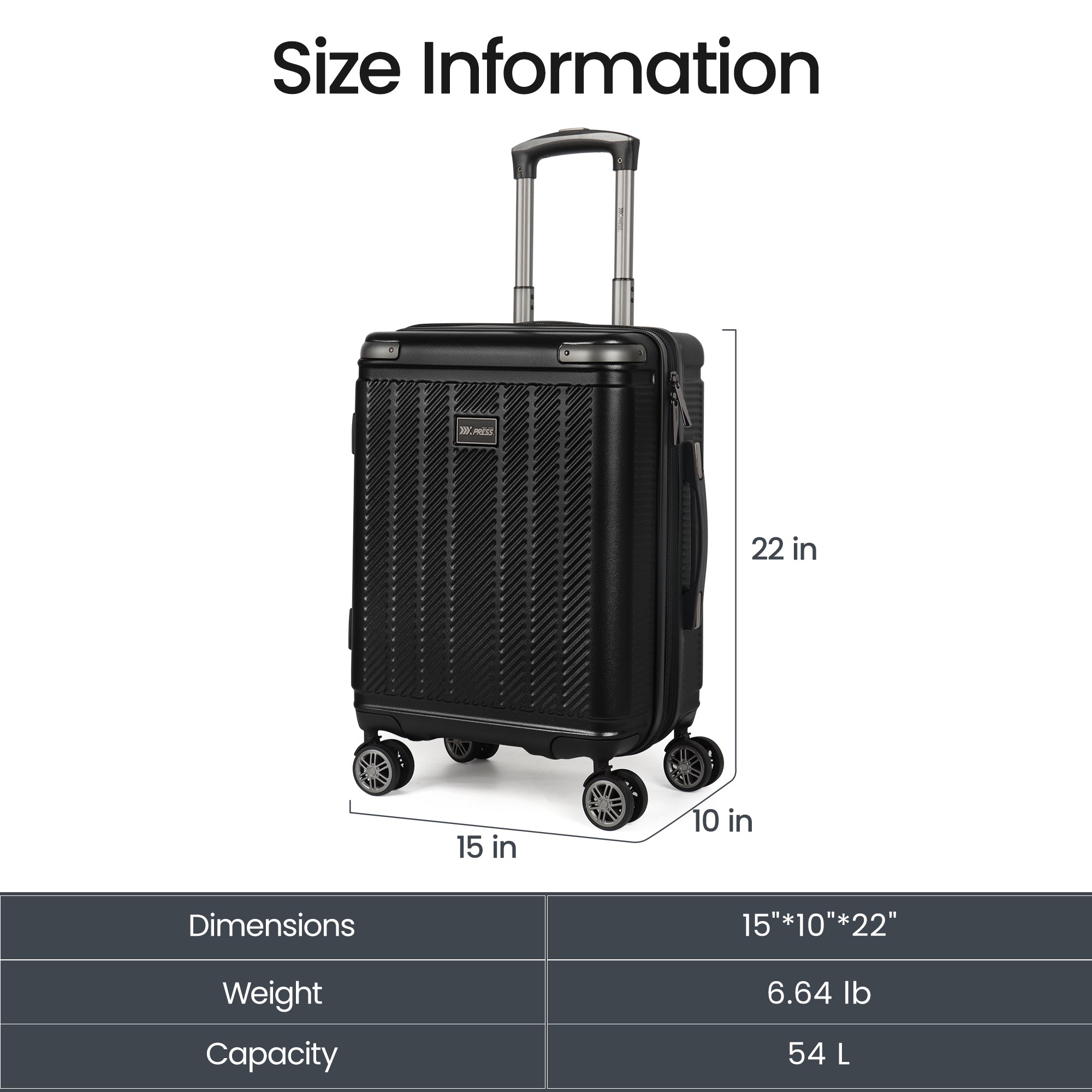 New York XPress WD577,Single Suitcase 20/26/30in Hardshell Luggage, TSA LOCK, w/Spinner Wheels,Expandable 20%, Lightweight Rolling Suitcase