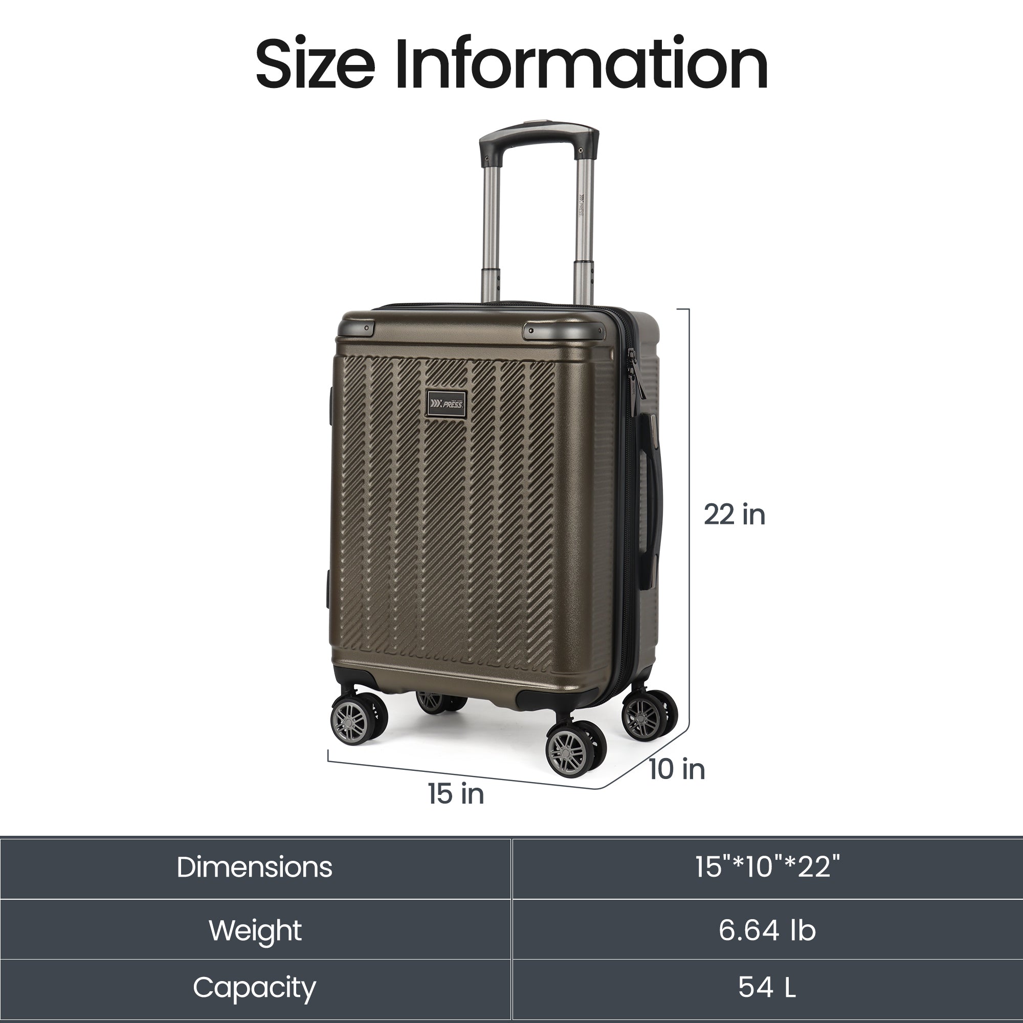 New York XPress WD577,Single Suitcase 20/26/30in Hardshell Luggage, TSA LOCK, w/Spinner Wheels,Expandable 20%, Lightweight Rolling Suitcase
