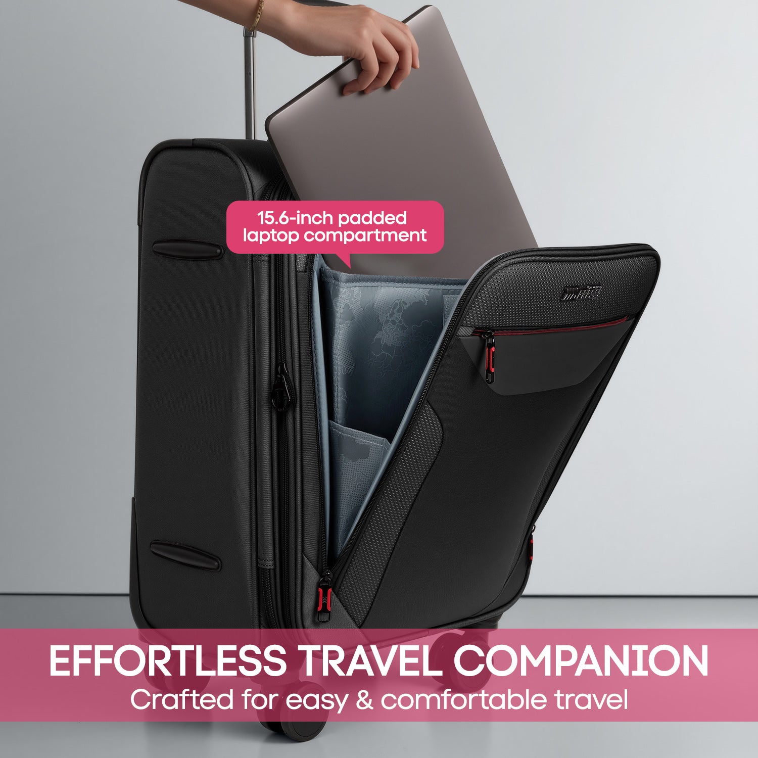 New York XPress WD-8817 Single Suitcase 20''/26''/30'',Lightweight Carry-On Suitcase with Spinner Wheels and TSA LOCK,Upright Softshell Luggage