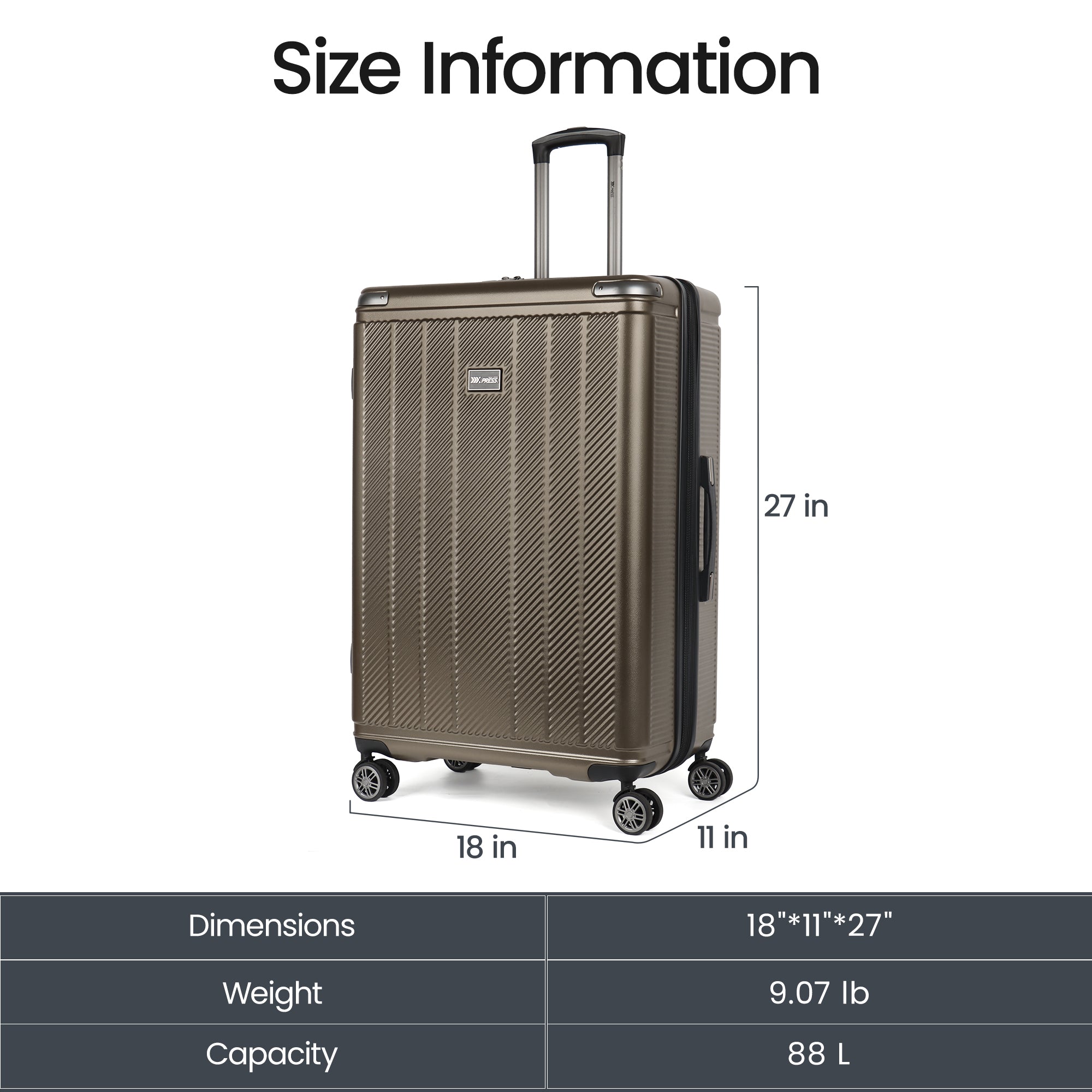 New York XPress WD577,Single Suitcase 20/26/30in Hardshell Luggage, TSA LOCK, w/Spinner Wheels,Expandable 20%, Lightweight Rolling Suitcase