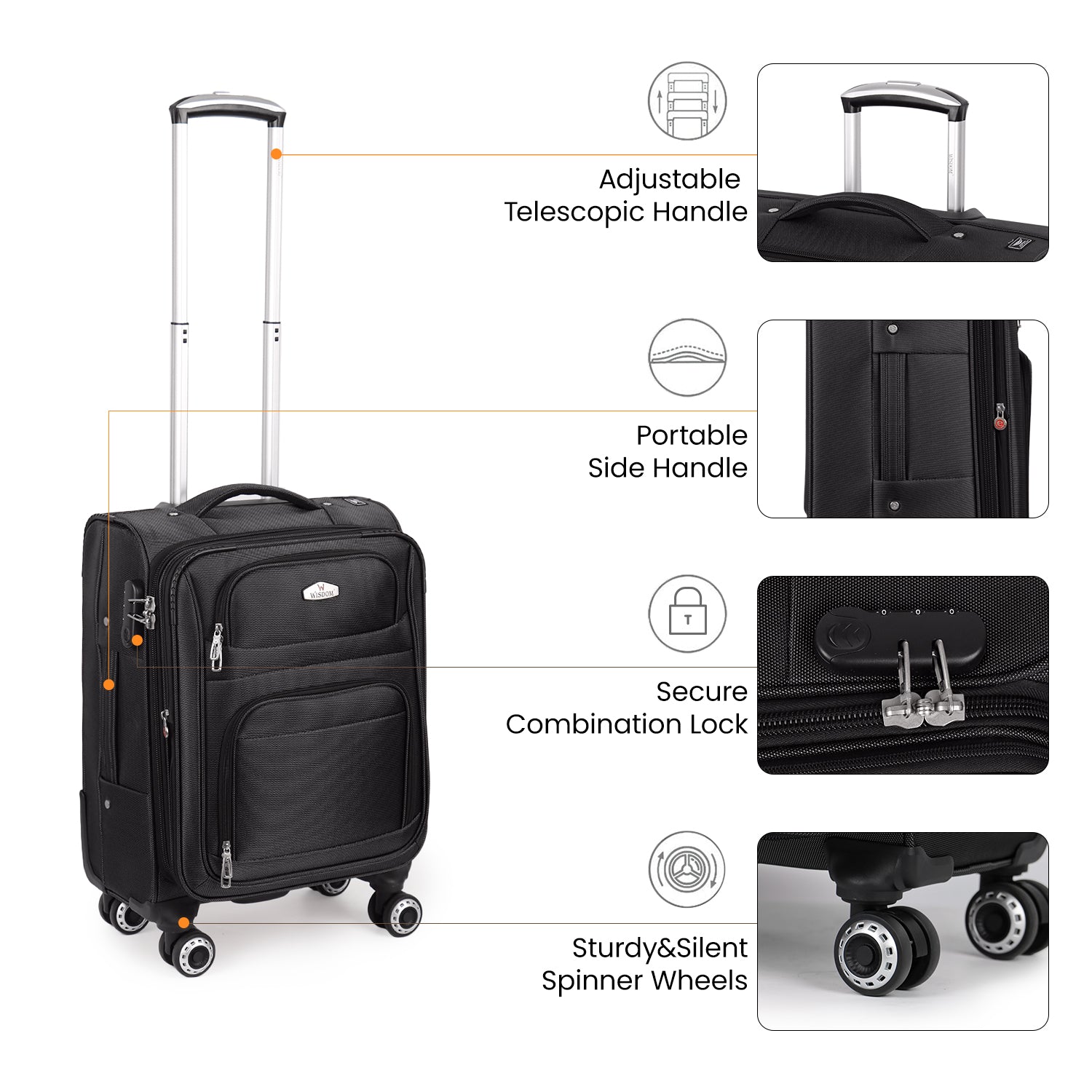 New York XPress WD-1622,20 inch Carry on Luggage,26in/30in Softside Suitcase with Combination LOCK,Expandable Luggage,Lightweight Rolling Suitcases