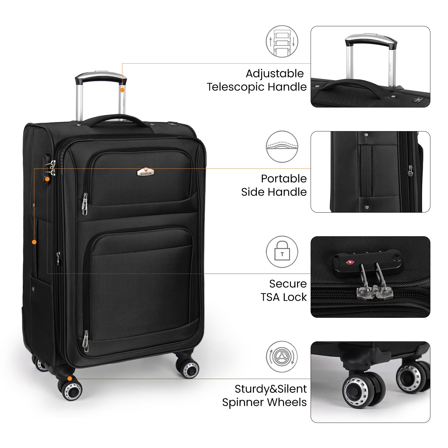 New York XPress WD-1622,20 inch Carry on Luggage,26in/30in Softside Suitcase with Combination LOCK,Expandable Luggage,Lightweight Rolling Suitcases