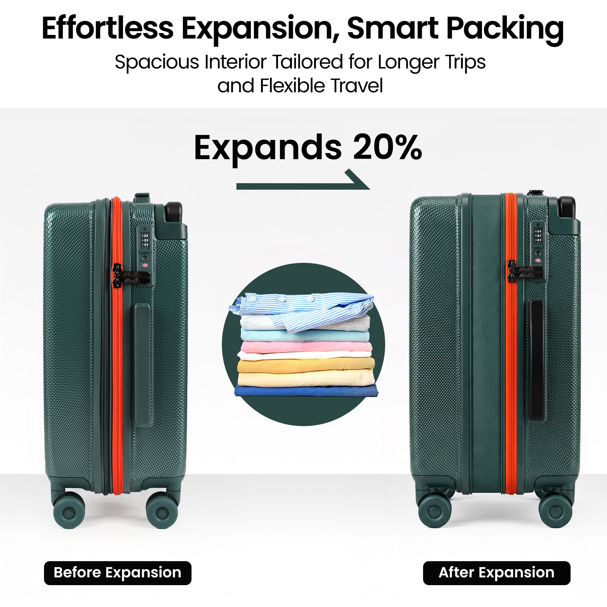New York XPress LP-13803,3-Piece PC Hardshell Luggage, Expandable 20%, Spinner Wheels, TSA Lock, Wide Handle(20in/26in30in)