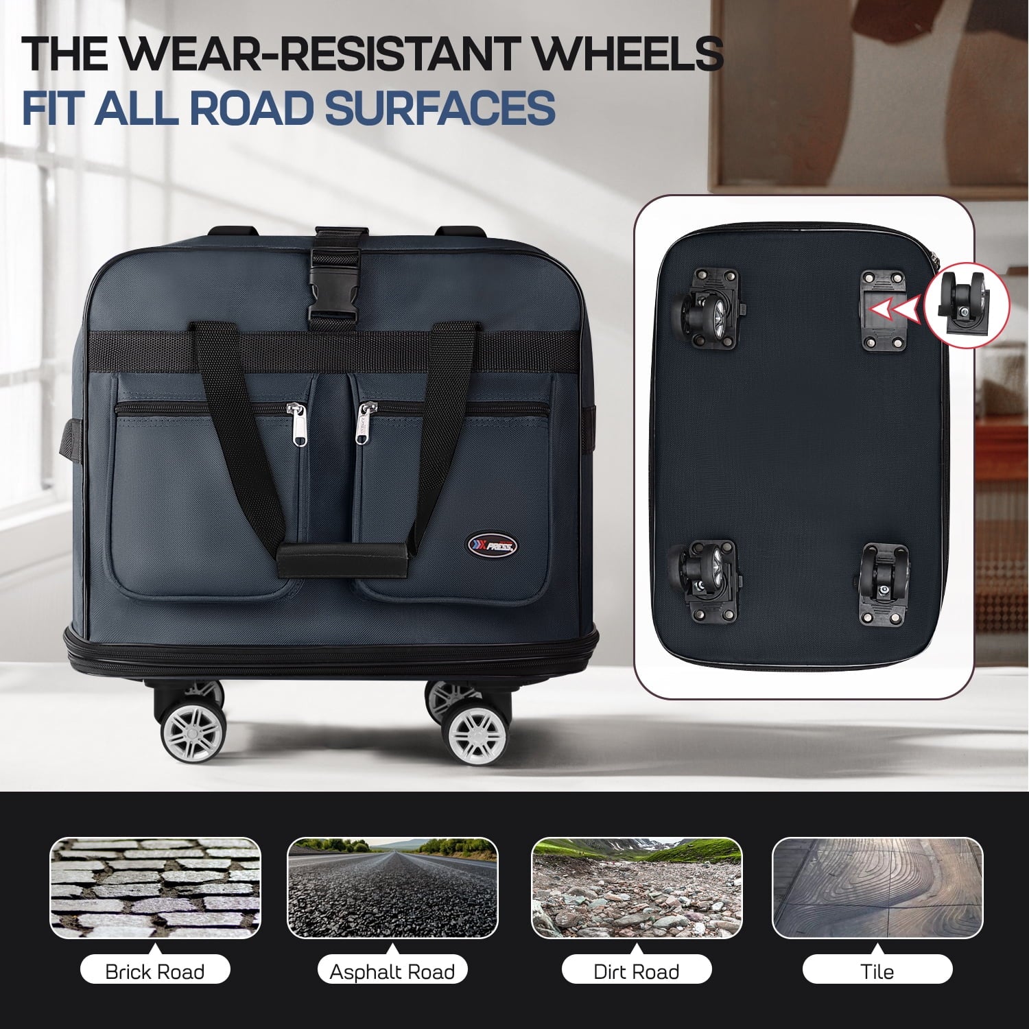 3-Layer Expandable Foldable Suitcase Bag, Luggage Rolling Collapsible Duffel Bag with Removable Spinner Wheels,Large Capacity Water-Resistant Travel Bag for Trip Moving Storage