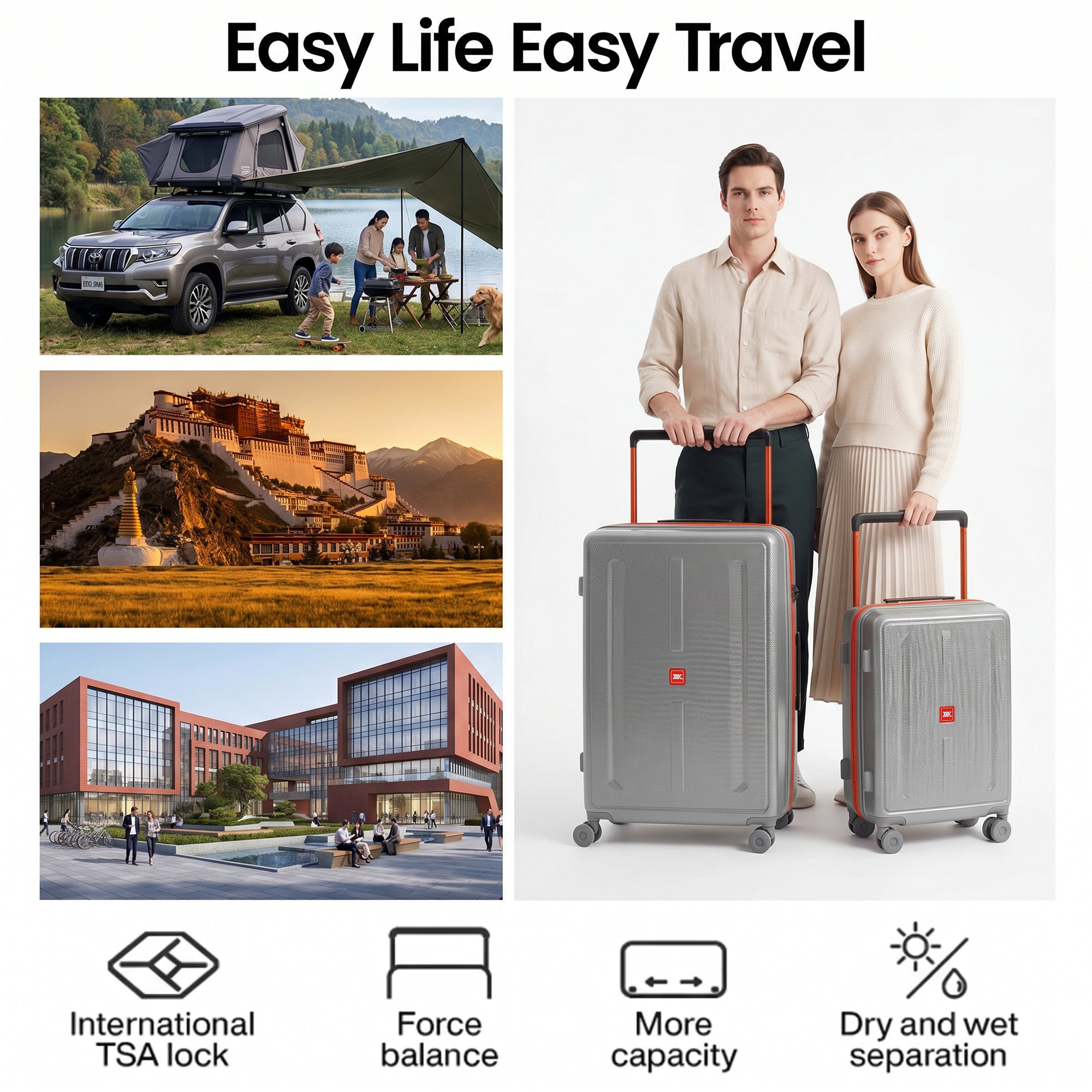 New York XPress LP-13803,3-Piece PC Hardshell Luggage, Expandable 20%, Spinner Wheels, TSA Lock, Wide Handle(20in/26in30in)