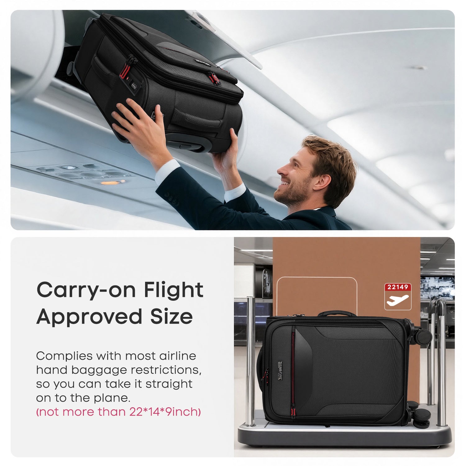 New York XPress WD-8817 Single Suitcase 20''/26''/30'',Lightweight Carry-On Suitcase with Spinner Wheels and TSA LOCK,Upright Softshell Luggage