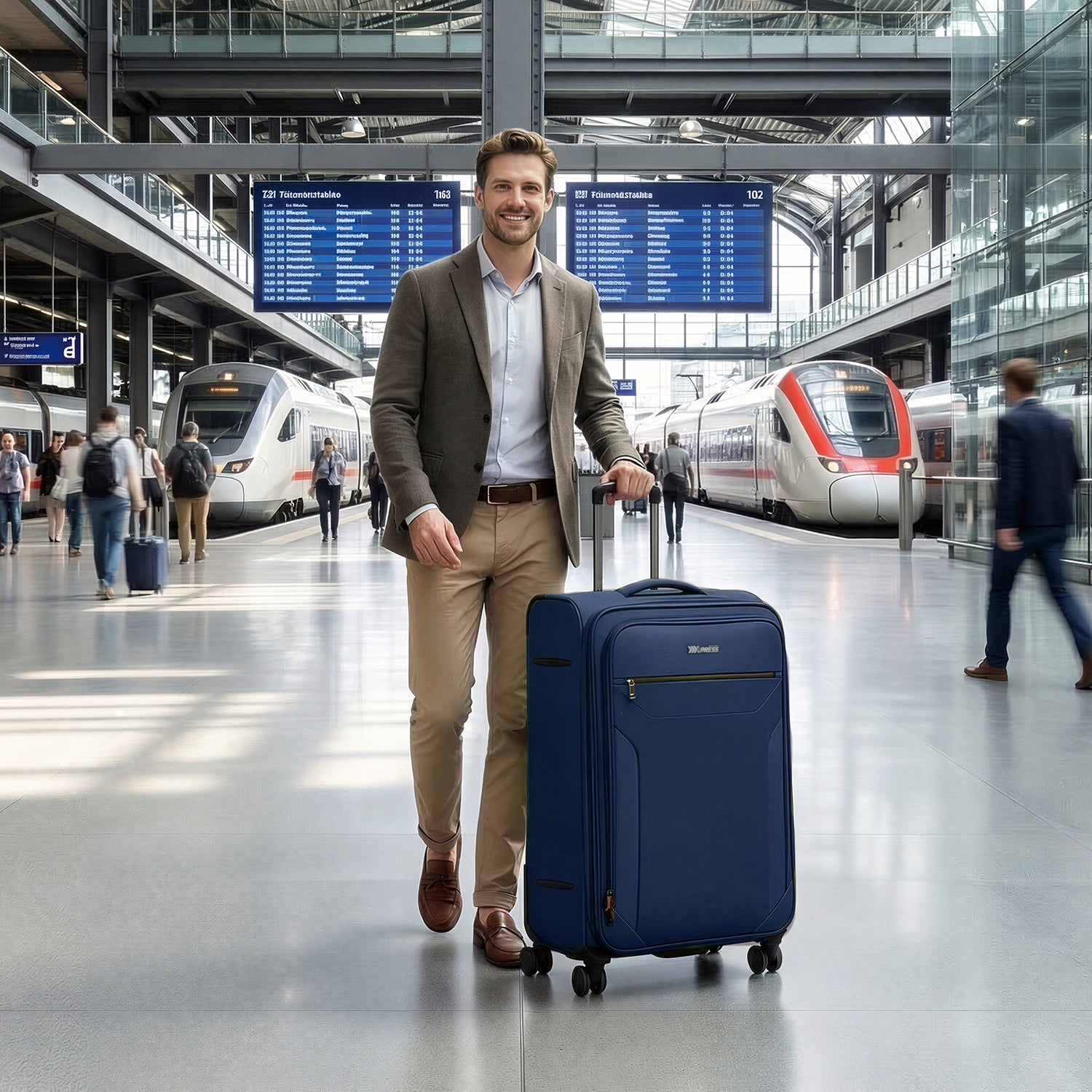 New York XPress WD-8817 Single Suitcase 20''/26''/30'',Lightweight Carry-On Suitcase with Spinner Wheels and TSA LOCK,Upright Softshell Luggage