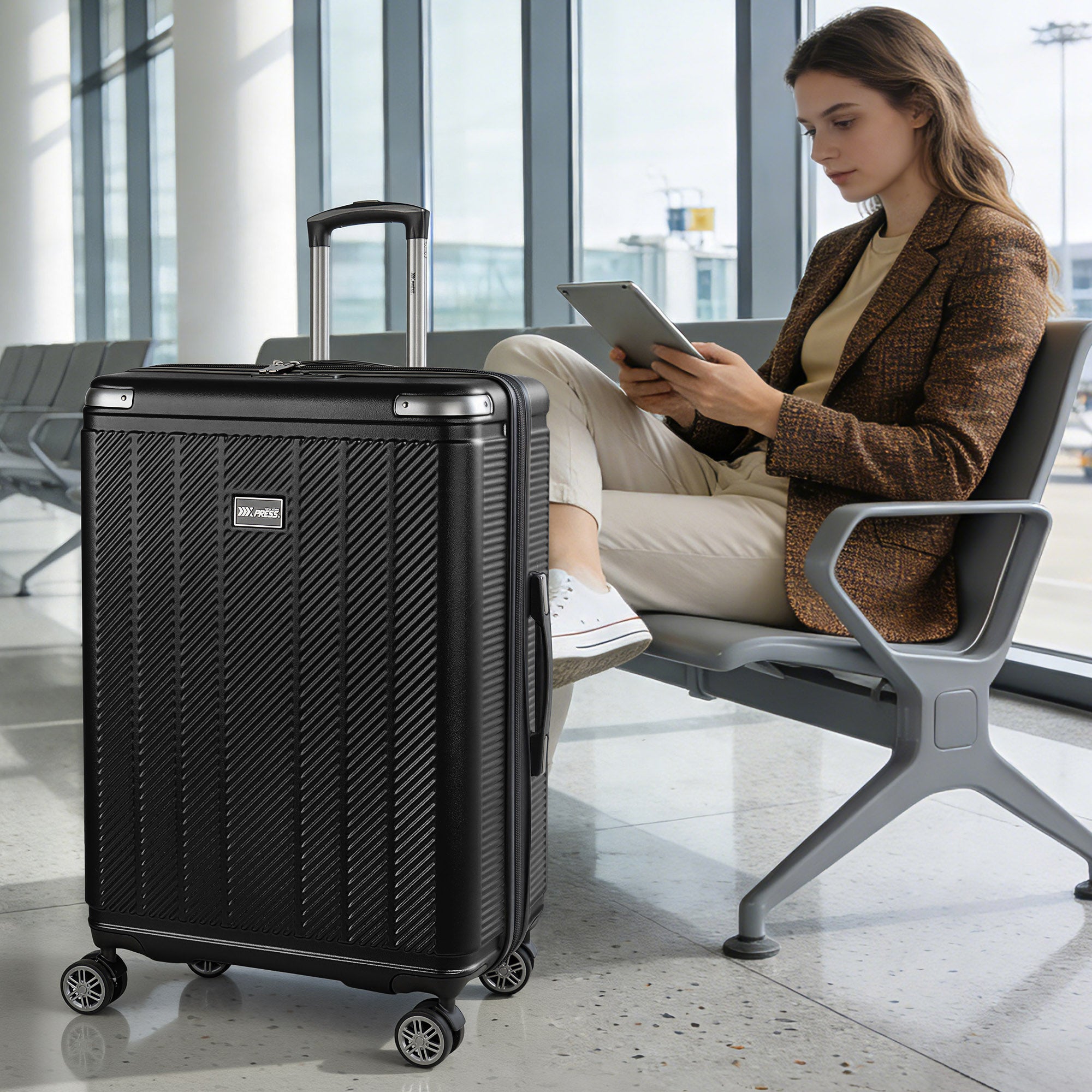 New York XPress WD577,Single Suitcase 20/26/30in Hardshell Luggage, TSA LOCK, w/Spinner Wheels,Expandable 20%, Lightweight Rolling Suitcase