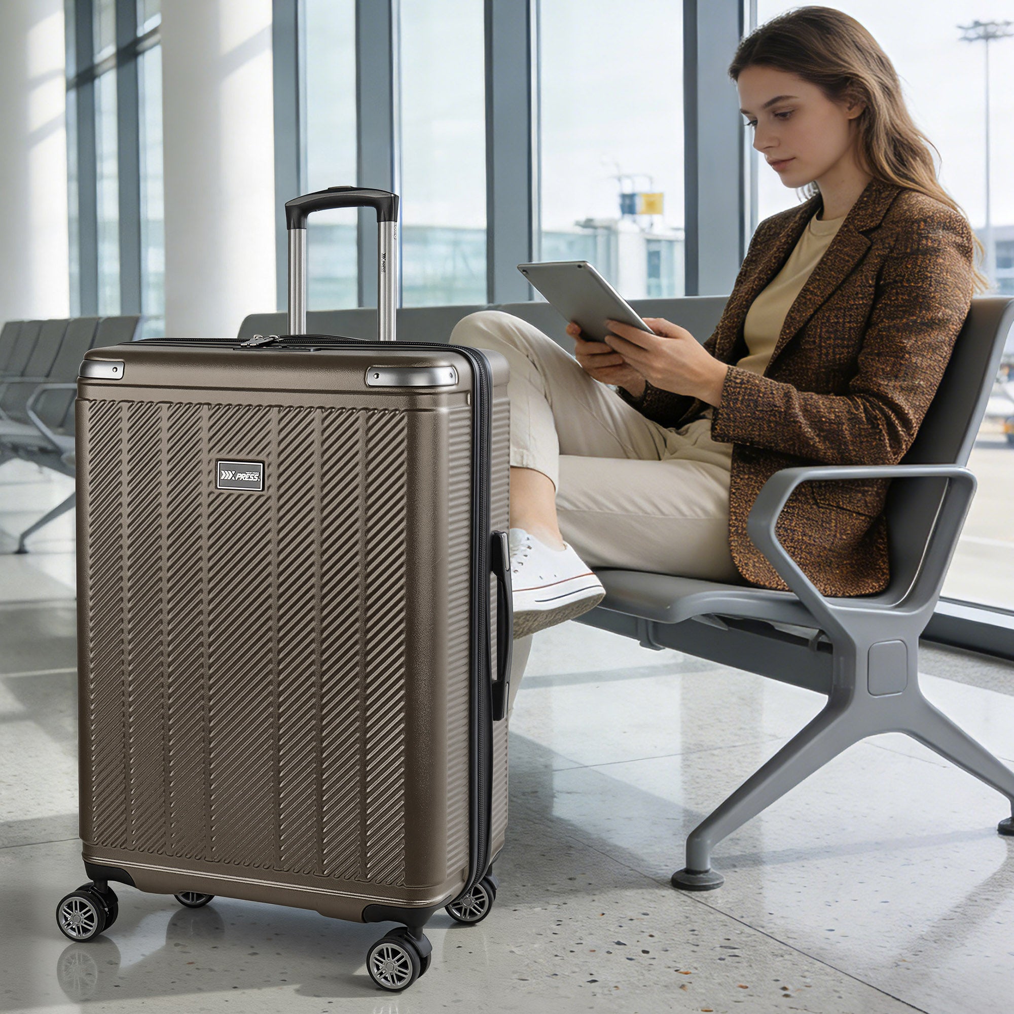 New York XPress WD577,Single Suitcase 20/26/30in Hardshell Luggage, TSA LOCK, w/Spinner Wheels,Expandable 20%, Lightweight Rolling Suitcase