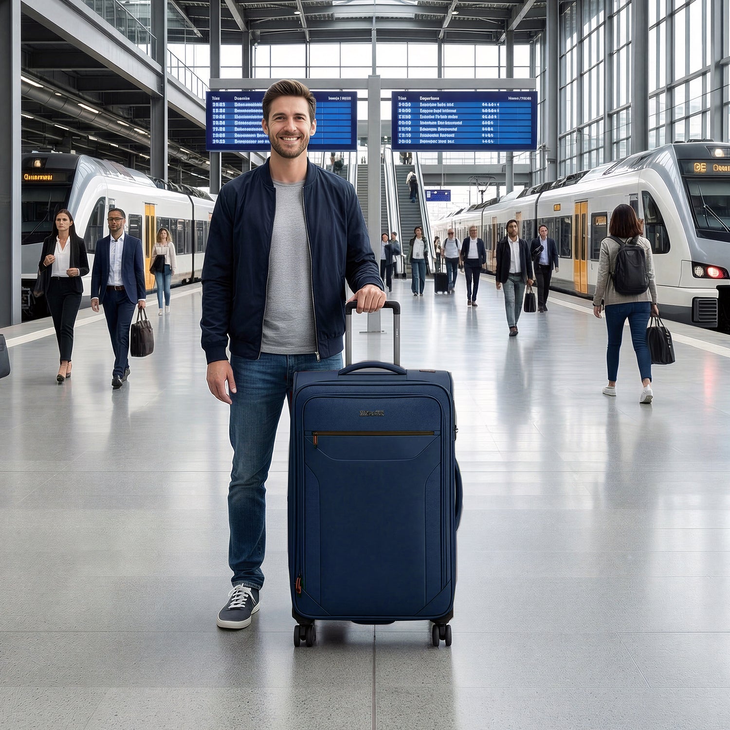 New York XPress WD-8817 Single Suitcase 20''/26''/30'',Lightweight Carry-On Suitcase with Spinner Wheels and TSA LOCK,Upright Softshell Luggage