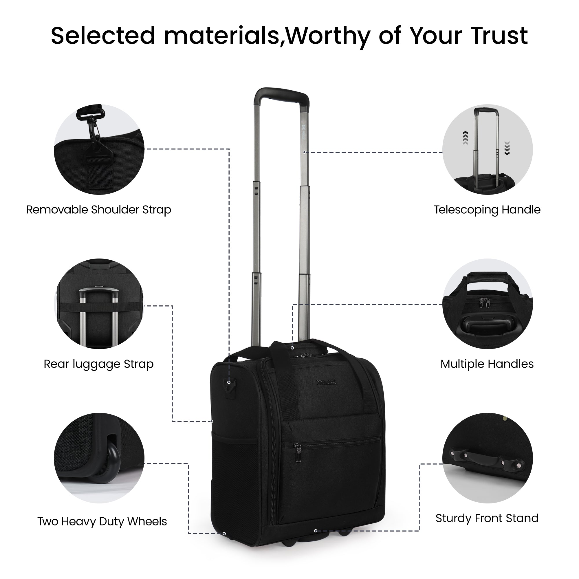New York XPress TA-13-16,16'' Softside Carry-On Luggage for Airplane,3-in-1 Underseat Carry On Luggage with Wheels,Rolling Suitcase for Men/Women