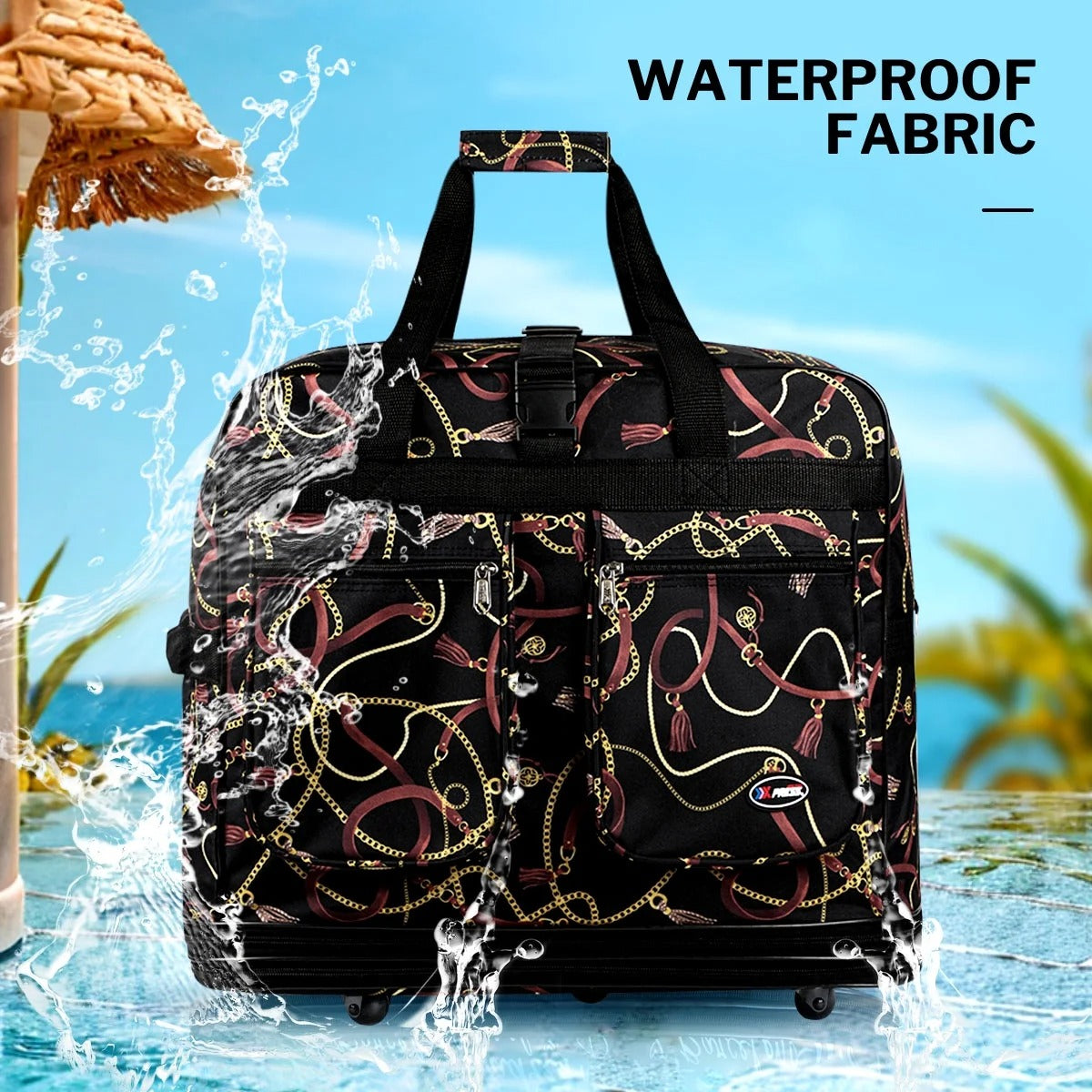 New York XPress 3 Layer Expandable Suitcase Bag Foldable Wheeled Duffel Bag with Wheels & Handles,Waterpoof Large Travel Duffel Bag for Trip Moving Storage