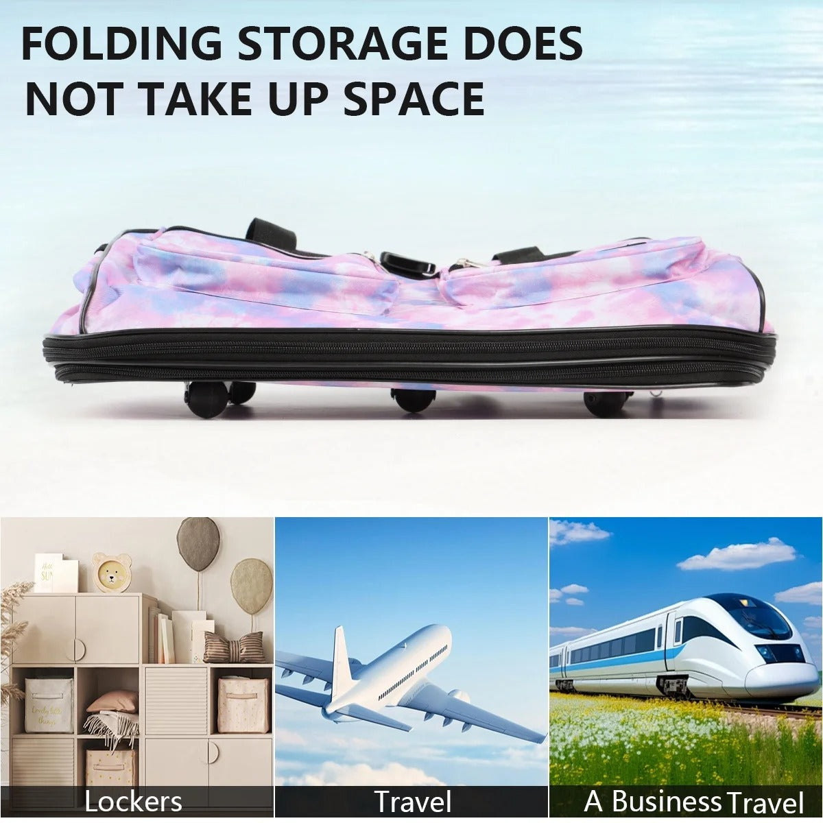 New York XPress 3 Layer Expandable Suitcase Bag Foldable Wheeled Duffel Bag with Wheels & Handles,Waterpoof Large Travel Duffel Bag for Trip Moving Storage