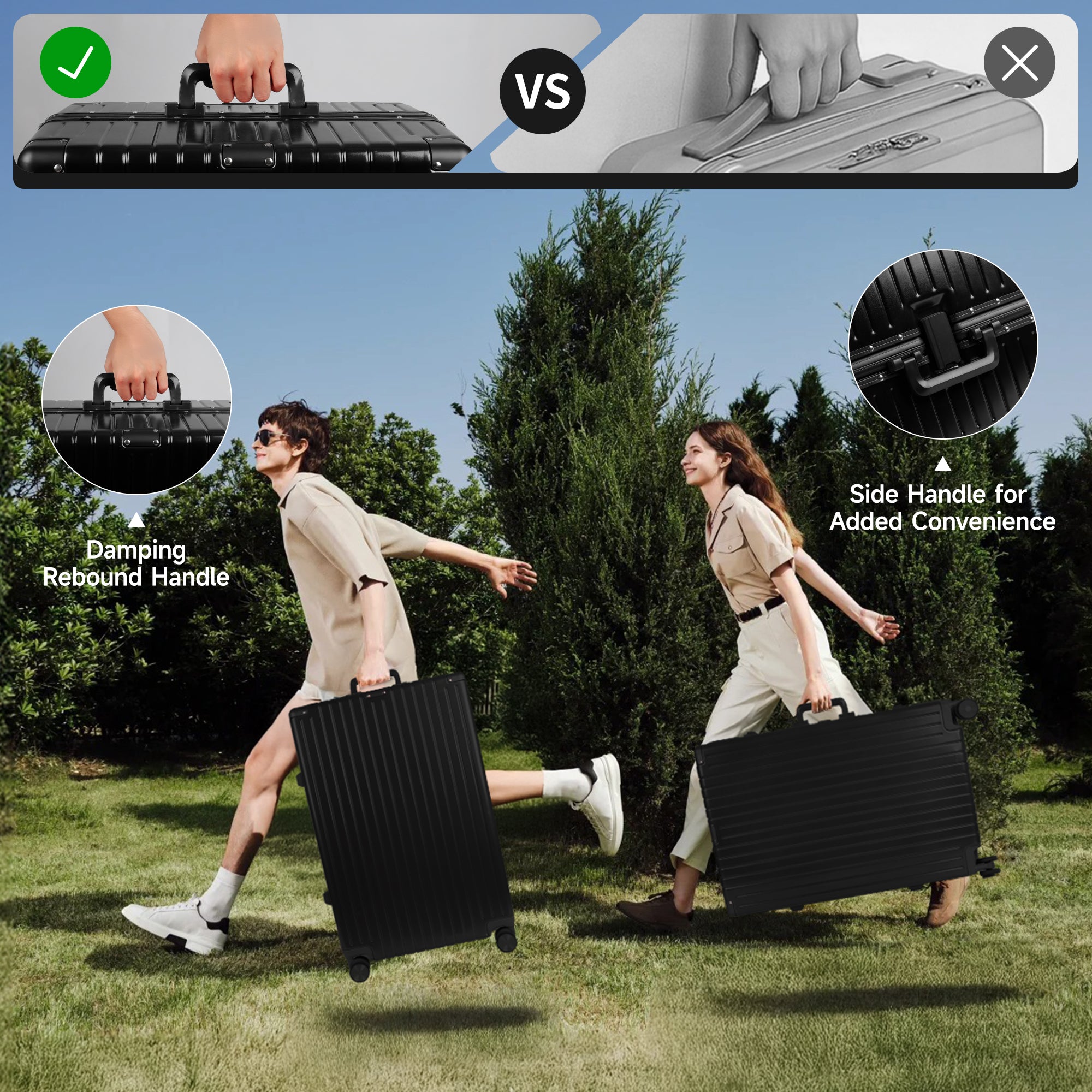 NEW YORK XPRESS Zipperless Luggage AL-12501,20in/30in,Aluminum Frame w/TSA LOCK w/Spinner Wheels