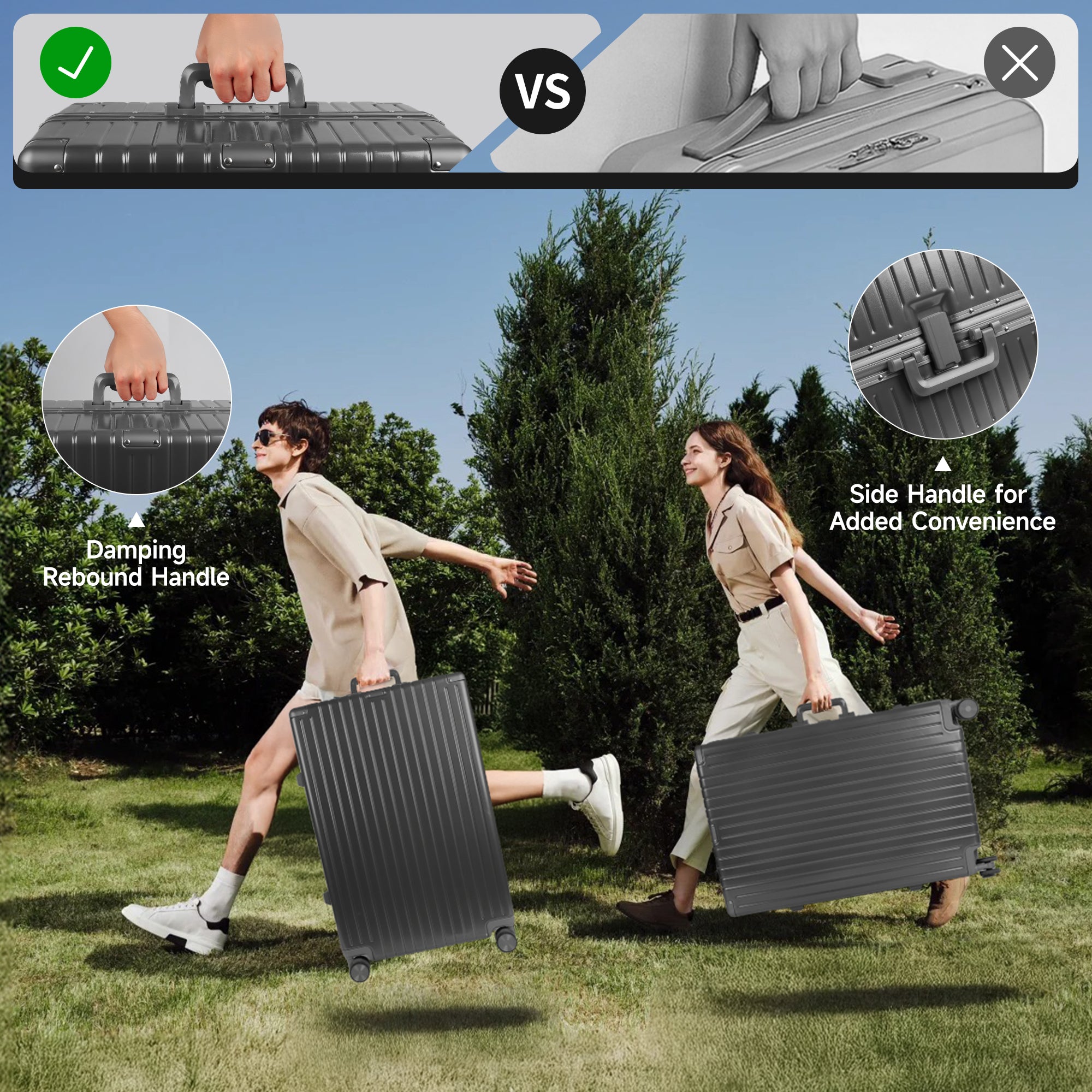 NEW YORK XPRESS Zipperless Luggage AL-12501,20in/30in,Aluminum Frame w/TSA LOCK w/Spinner Wheels