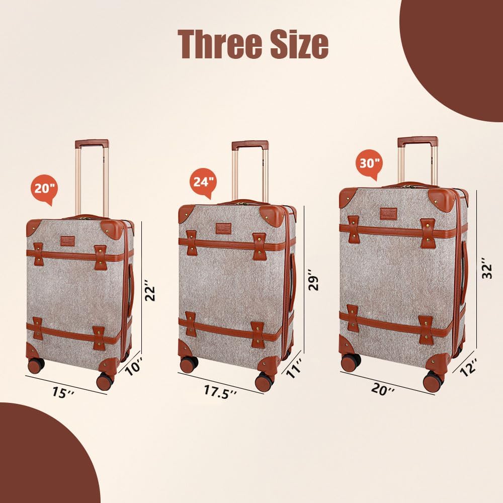 NEW YORK XPRESS 3PCs Luxury Luggage Sets, Vintage Durable Suitcase Sets w/TSA Lock & Double Spinner Wheels (20in/24in/28in)