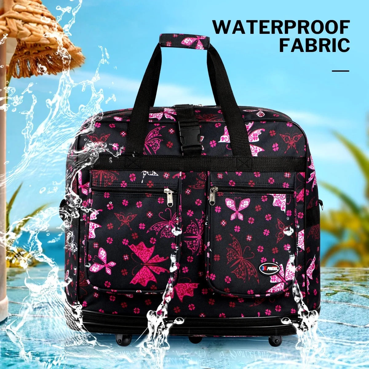 New York XPress 3 Layer Expandable Suitcase Bag Foldable Wheeled Duffel Bag with Wheels & Handles,Waterpoof Large Travel Duffel Bag for Trip Moving Storage
