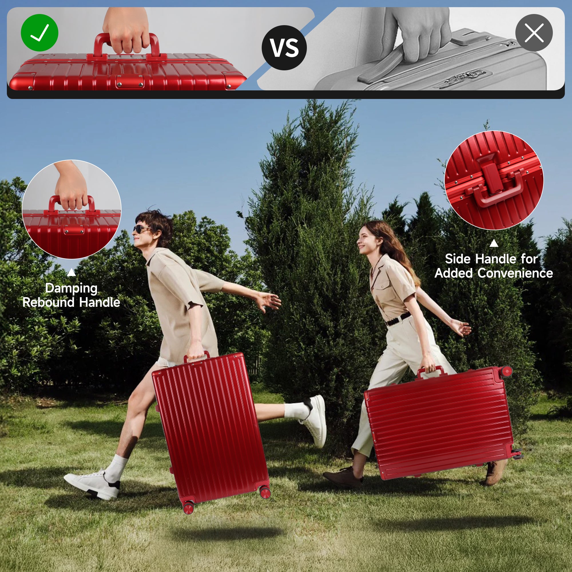 NEW YORK XPRESS Zipperless Luggage AL-12501,20in/30in,Aluminum Frame w/TSA LOCK w/Spinner Wheels