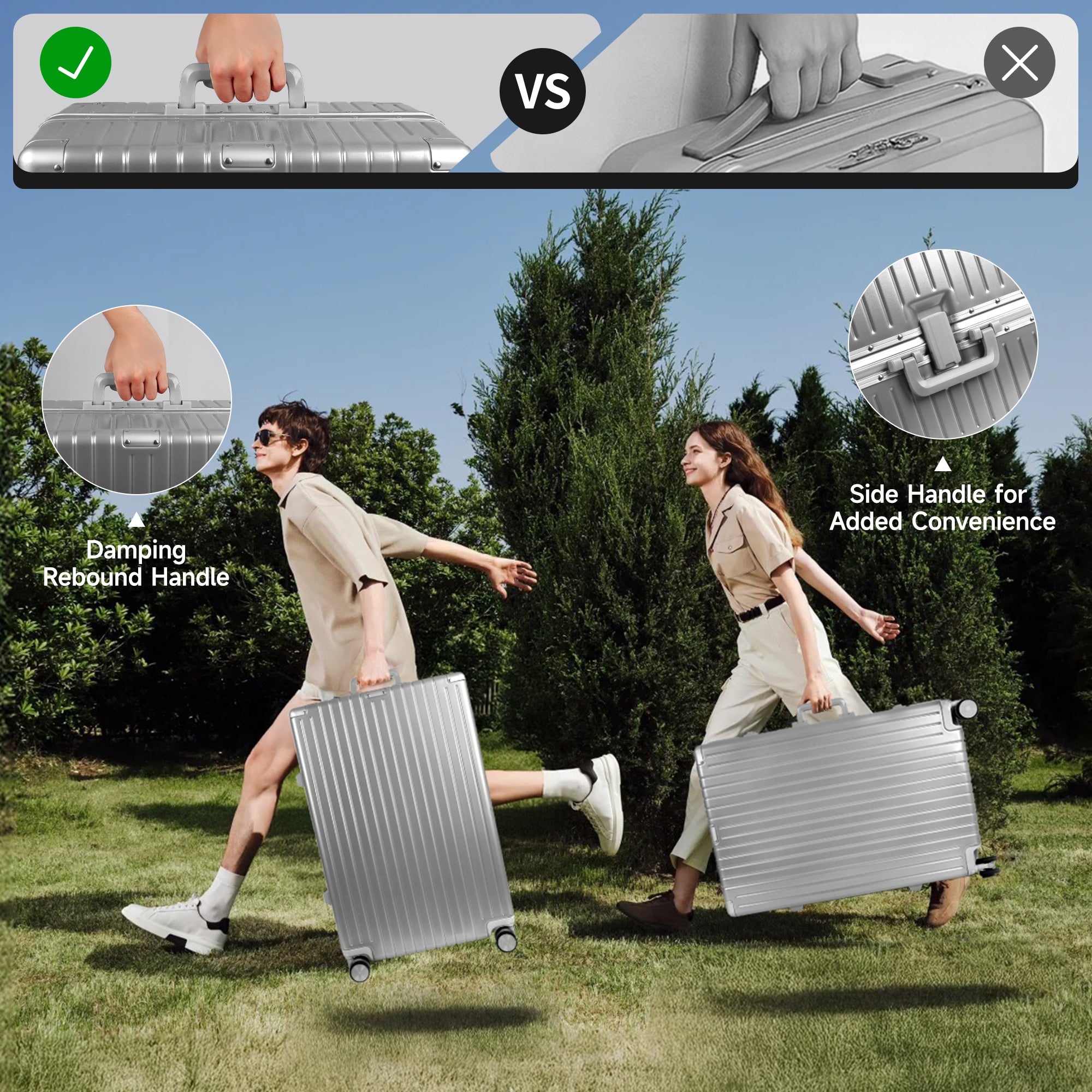 NEW YORK XPRESS Zipperless Luggage AL-12501,20in/30in,Aluminum Frame w/TSA LOCK w/Spinner Wheels