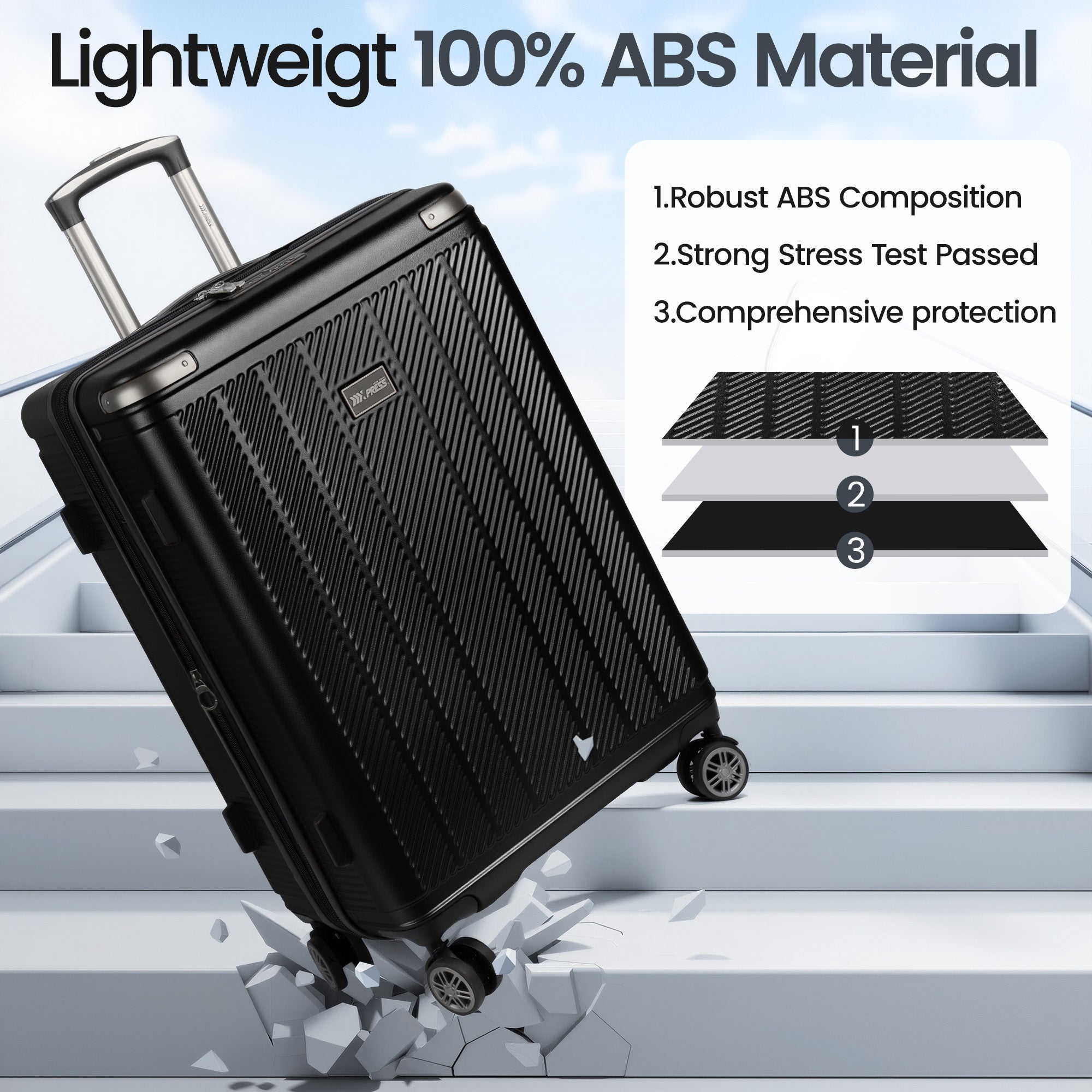 New York XPress WD577,Single Suitcase 20/26/30in Hardshell Luggage, TSA LOCK, w/Spinner Wheels,Expandable 20%, Lightweight Rolling Suitcase