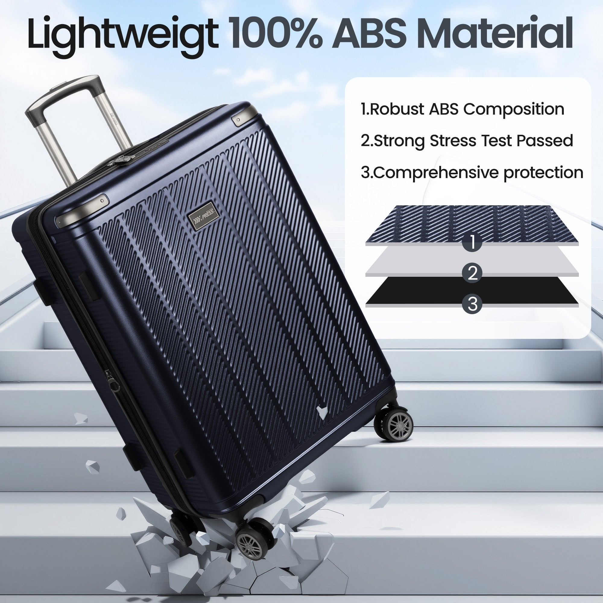 New York XPress WD577,Single Suitcase 20/26/30in Hardshell Luggage, TSA LOCK, w/Spinner Wheels,Expandable 20%, Lightweight Rolling Suitcase