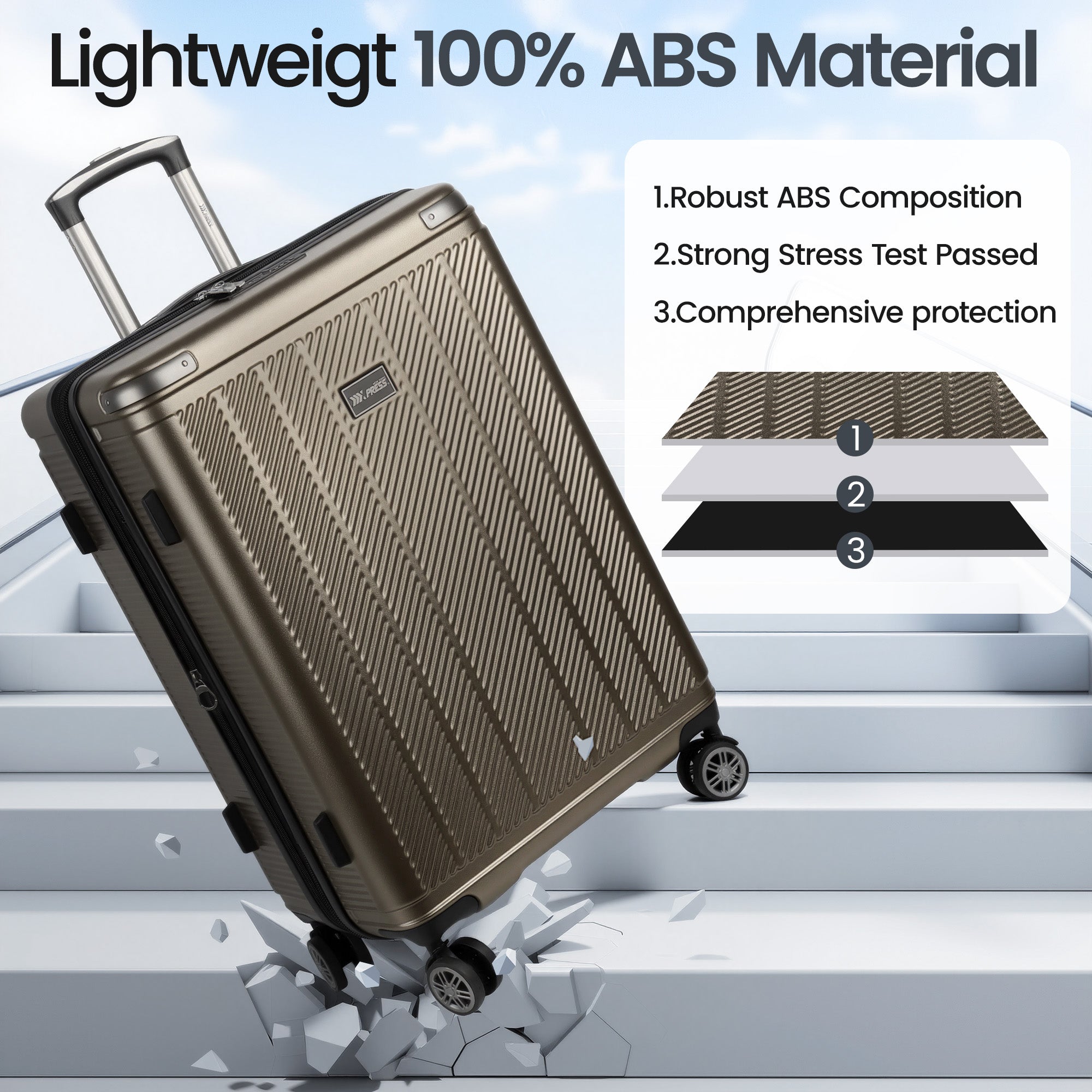 New York XPress WD577,Single Suitcase 20/26/30in Hardshell Luggage, TSA LOCK, w/Spinner Wheels,Expandable 20%, Lightweight Rolling Suitcase