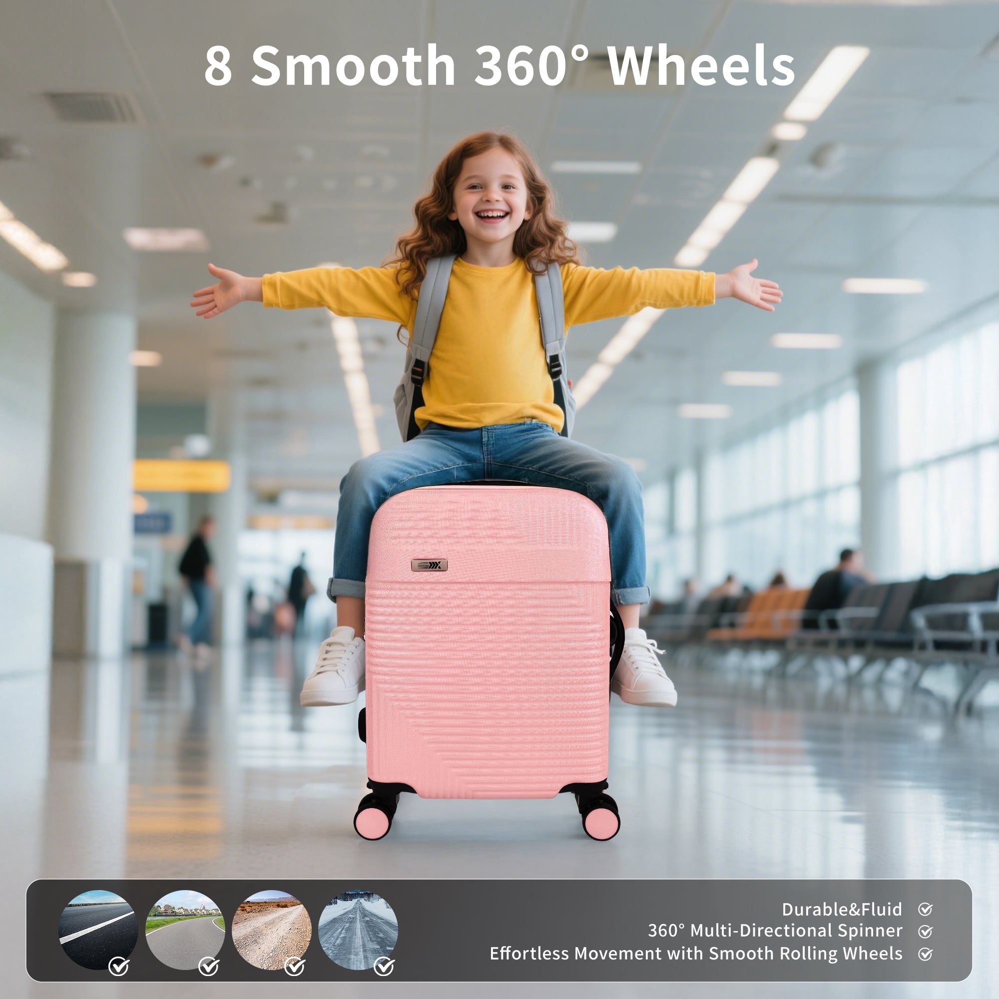 NEW YORK XPRESS WD-588-20" Hardside Carry-On Luggage for Airplane,Hardshell Suitcase with 8 Spinner Wheels