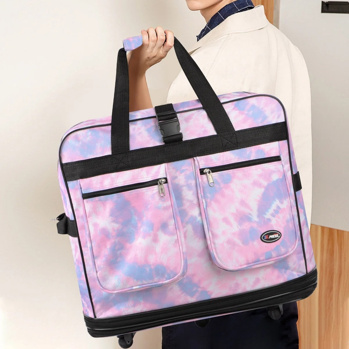 New York XPress 3 Layer Expandable Suitcase Bag Foldable Wheeled Duffel Bag with Wheels & Handles,Waterpoof Large Travel Duffel Bag for Trip Moving Storage
