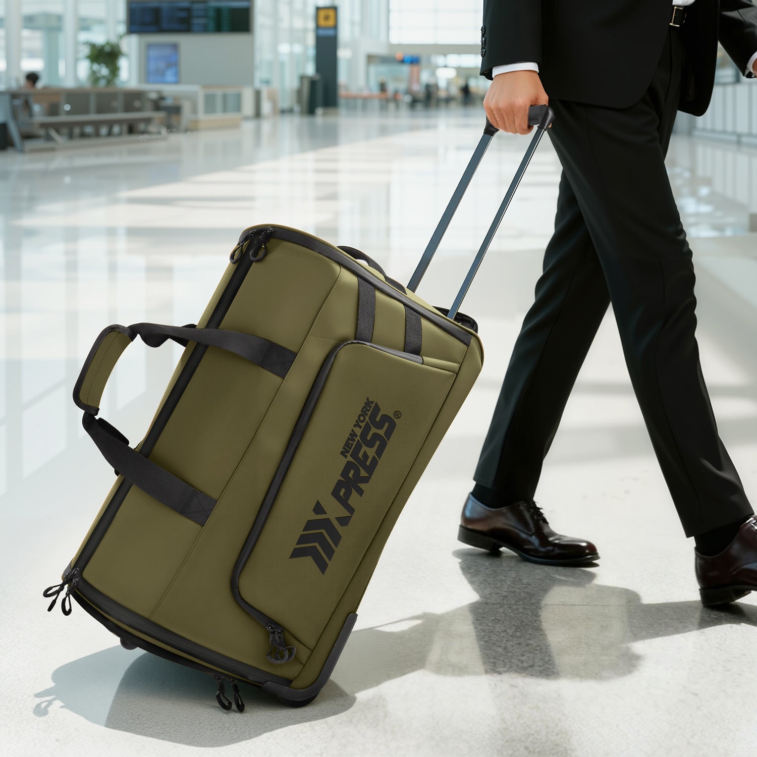 New York XPress GB-161, 2 in 1 Rolling Garment Bag with Wheels,Overnight Bags with Wheels,Rolling Duffle Bag w/Shoes Compartment