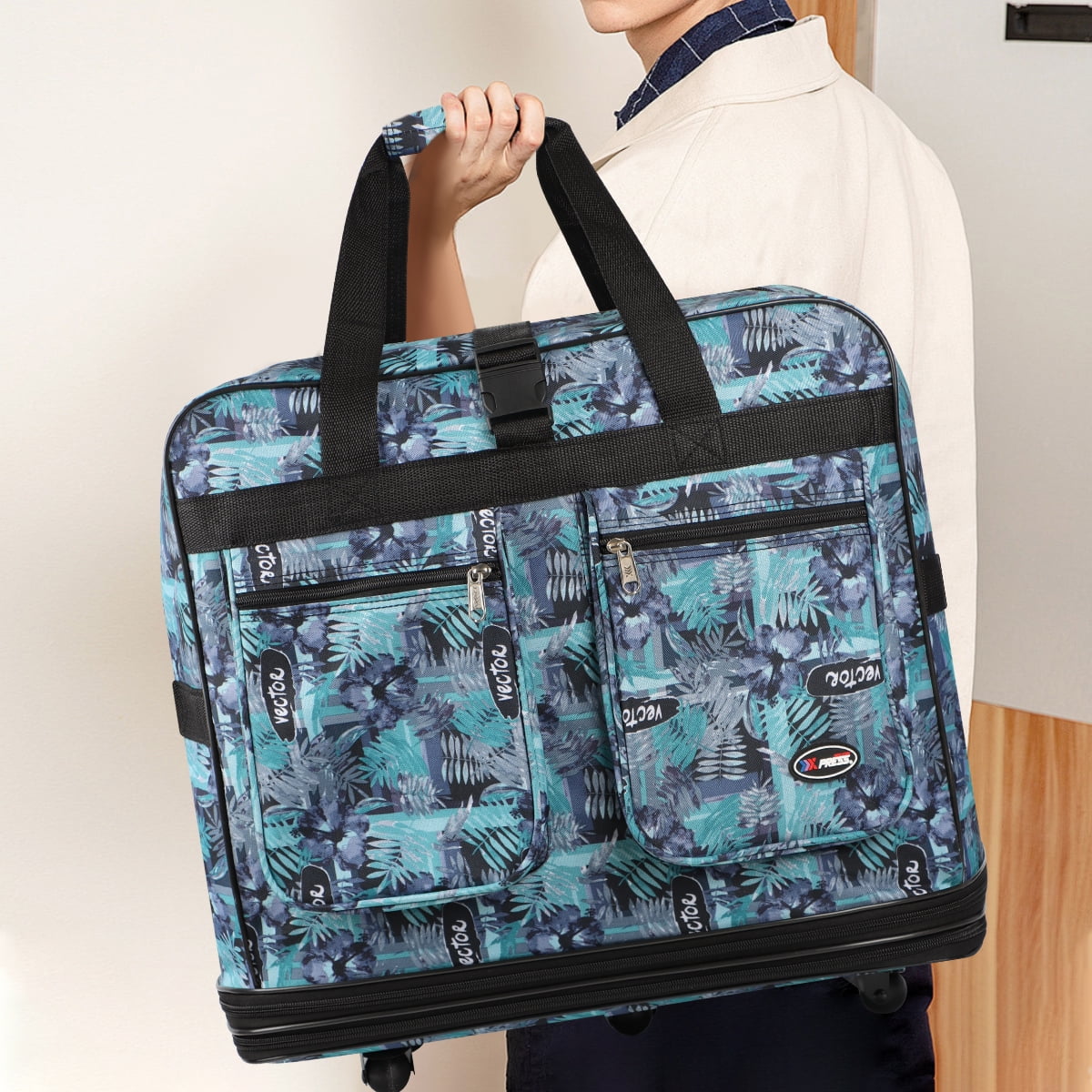 New York XPress 3 Layer Expandable Suitcase Bag Foldable Wheeled Duffel Bag with Wheels & Handles,Waterpoof Large Travel Duffel Bag for Trip Moving Storage