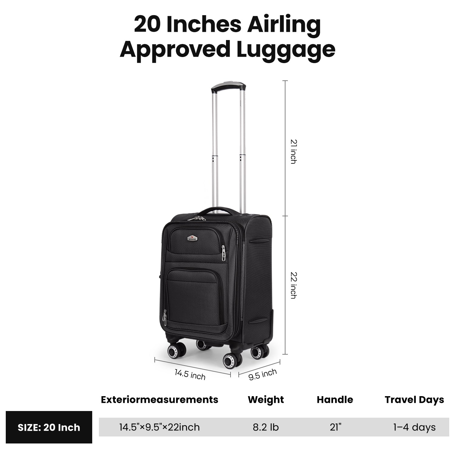 New York XPress WD-1622,20 inch Carry on Luggage,26in/30in Softside Suitcase with Combination LOCK,Expandable Luggage,Lightweight Rolling Suitcases