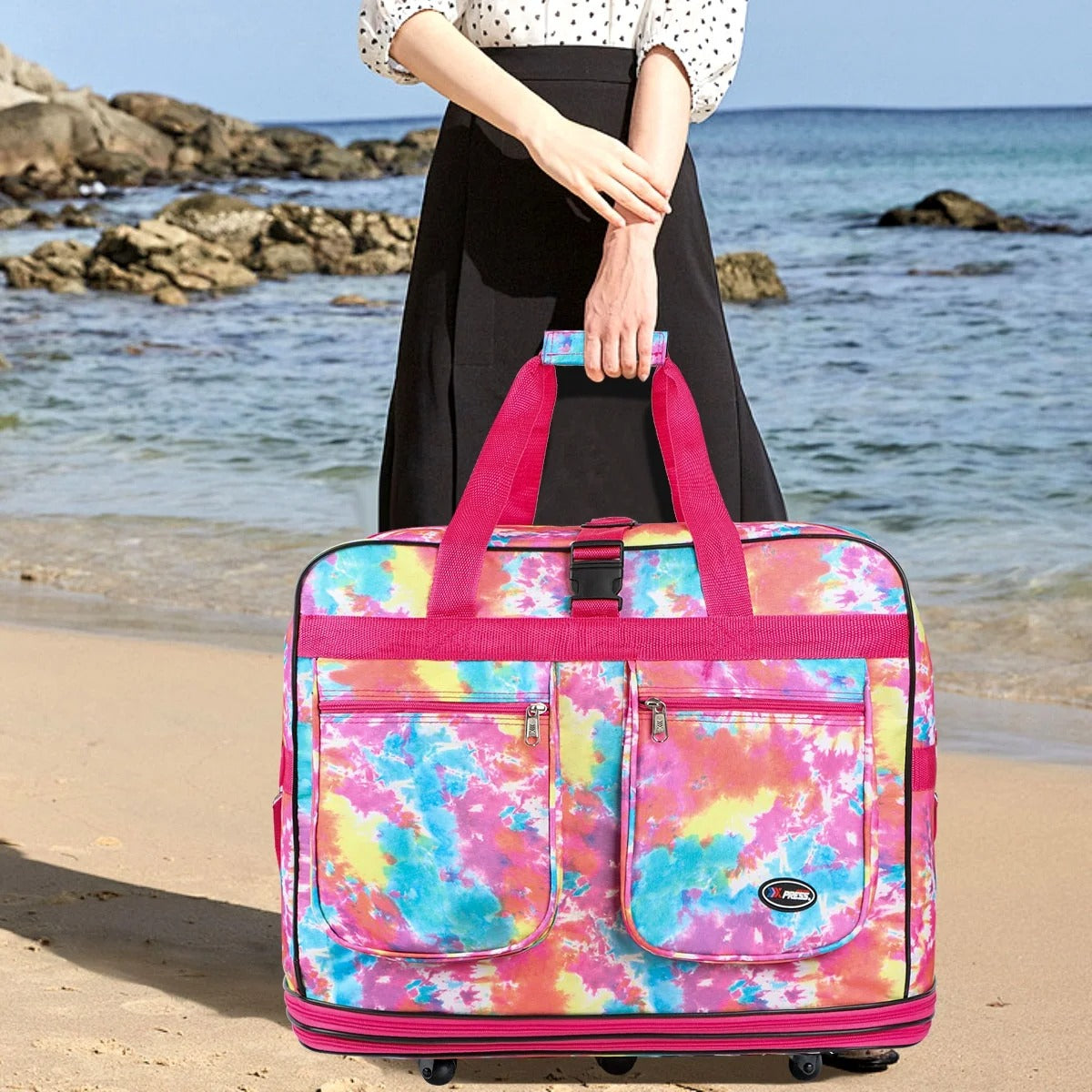 New York XPress 3 Layer Expandable Suitcase Bag Foldable Wheeled Duffel Bag with Wheels & Handles,Waterpoof Large Travel Duffel Bag for Trip Moving Storage