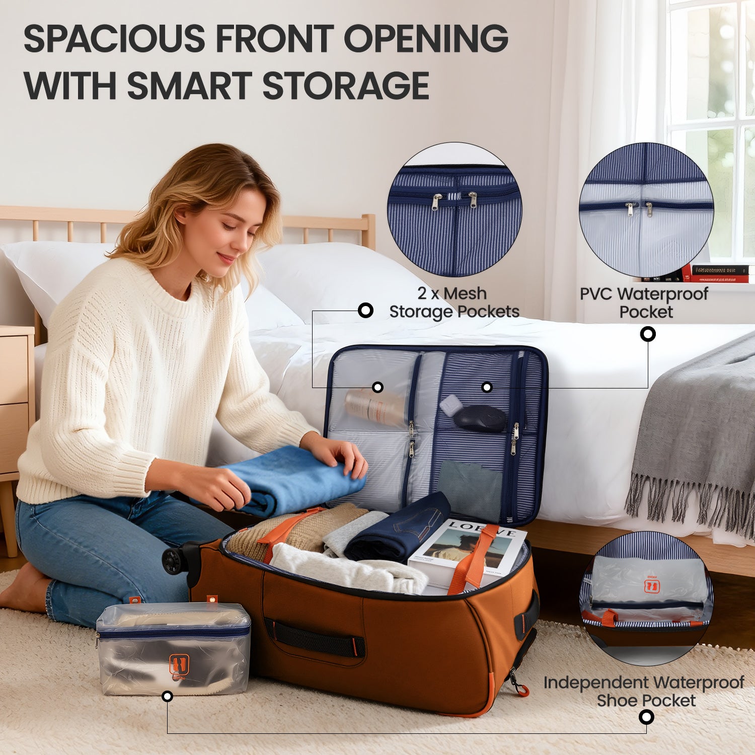 New York XPress TA-8353,20" Luggage, 24in/28in Softside Suitcase w/Double Spinner Wheels, Waterproof,Lightweight Rolling Suitcases for Men/Women