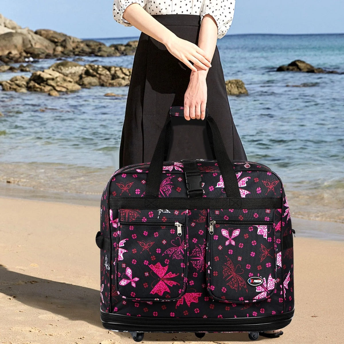 New York XPress 3 Layer Expandable Suitcase Bag Foldable Wheeled Duffel Bag with Wheels & Handles,Waterpoof Large Travel Duffel Bag for Trip Moving Storage