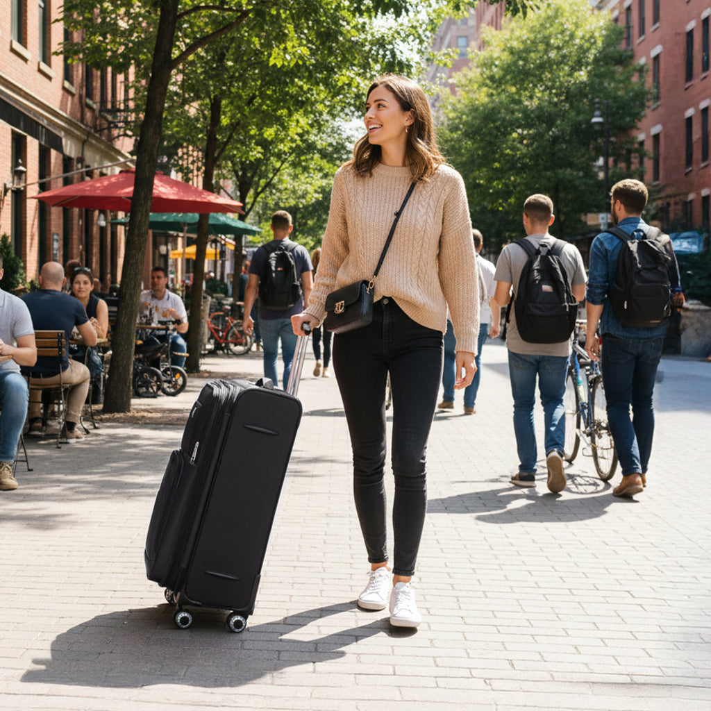 New York XPress WD-1622,20 inch Carry on Luggage,26in/30in Softside Suitcase with Combination LOCK,Expandable Luggage,Lightweight Rolling Suitcases