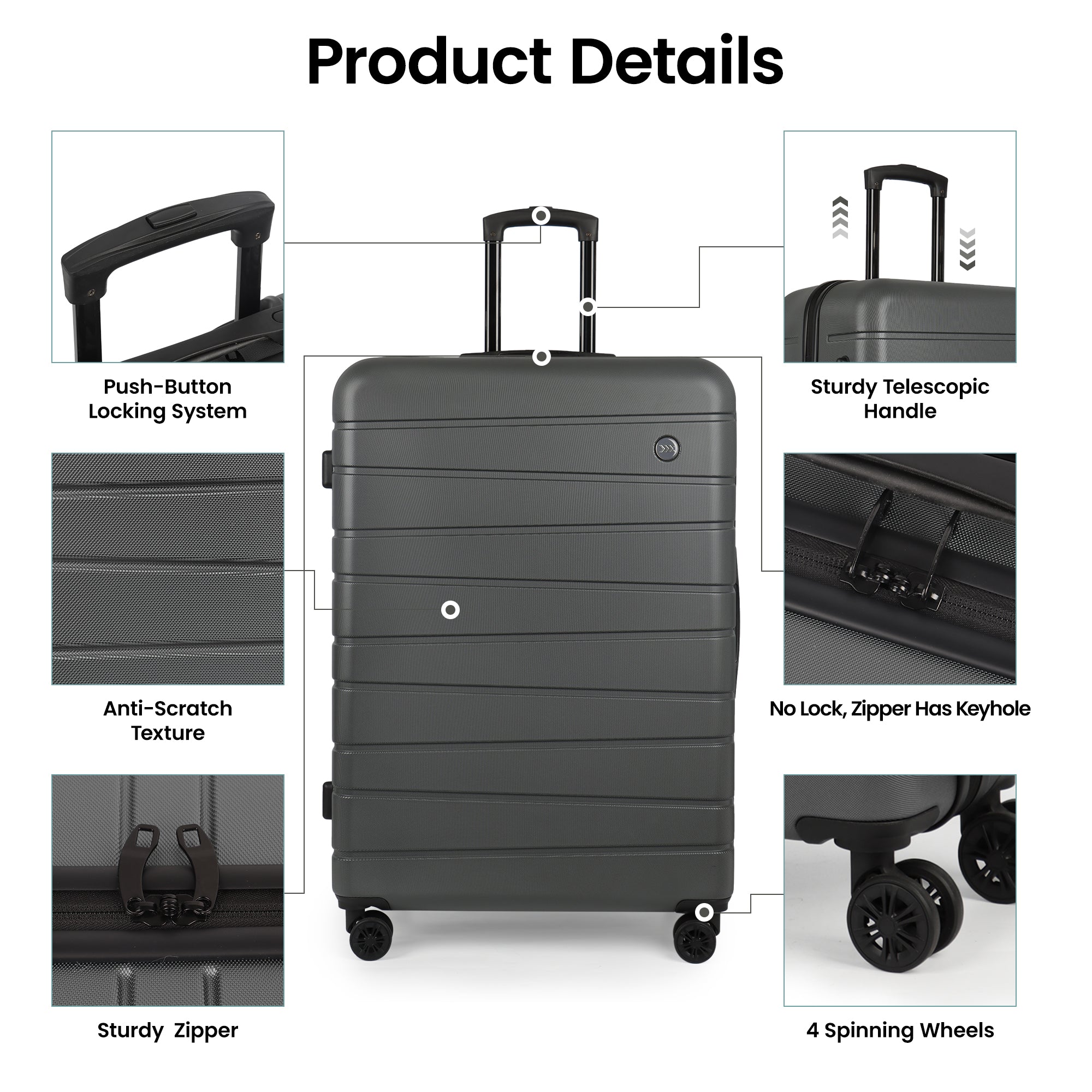 New York XPress 2538 2-PC (16/30in) ABS Hardshell Spinner, No LOCK (Keyhole), Scratch-Resistant, Lightweight Durable for Men/Women