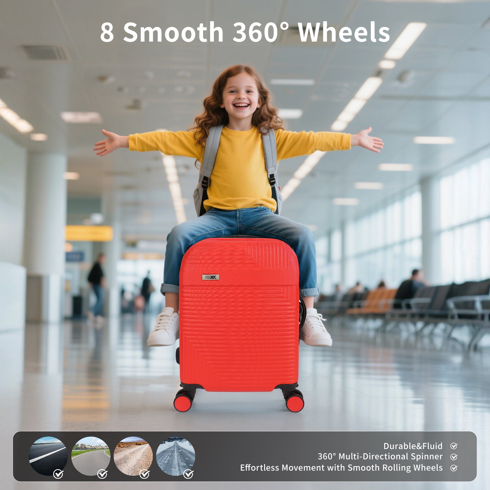 NEW YORK XPRESS WD-588-20" Hardside Carry-On Luggage for Airplane,Hardshell Suitcase with 8 Spinner Wheels