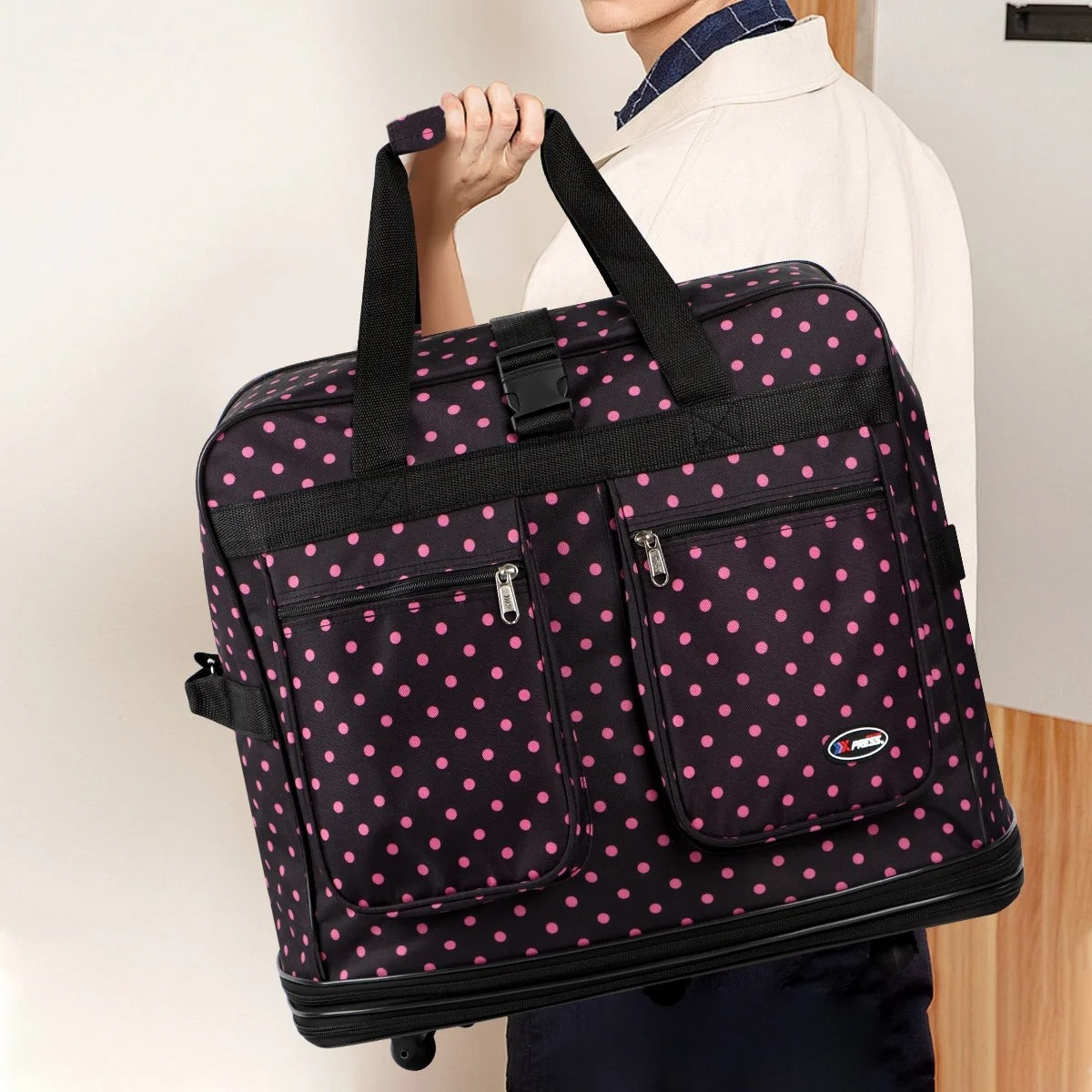 New York XPress 3 Layer Expandable Suitcase Bag Foldable Wheeled Duffel Bag with Wheels & Handles,Waterpoof Large Travel Duffel Bag for Trip Moving Storage