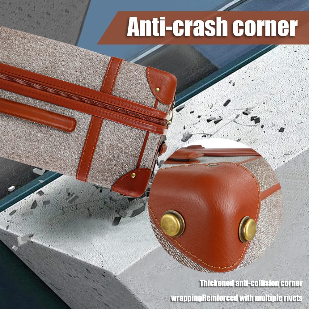 NEW YORK XPRESS 3PCs Luxury Luggage Sets, Vintage Durable Suitcase Sets w/TSA Lock & Double Spinner Wheels (20in/24in/28in)