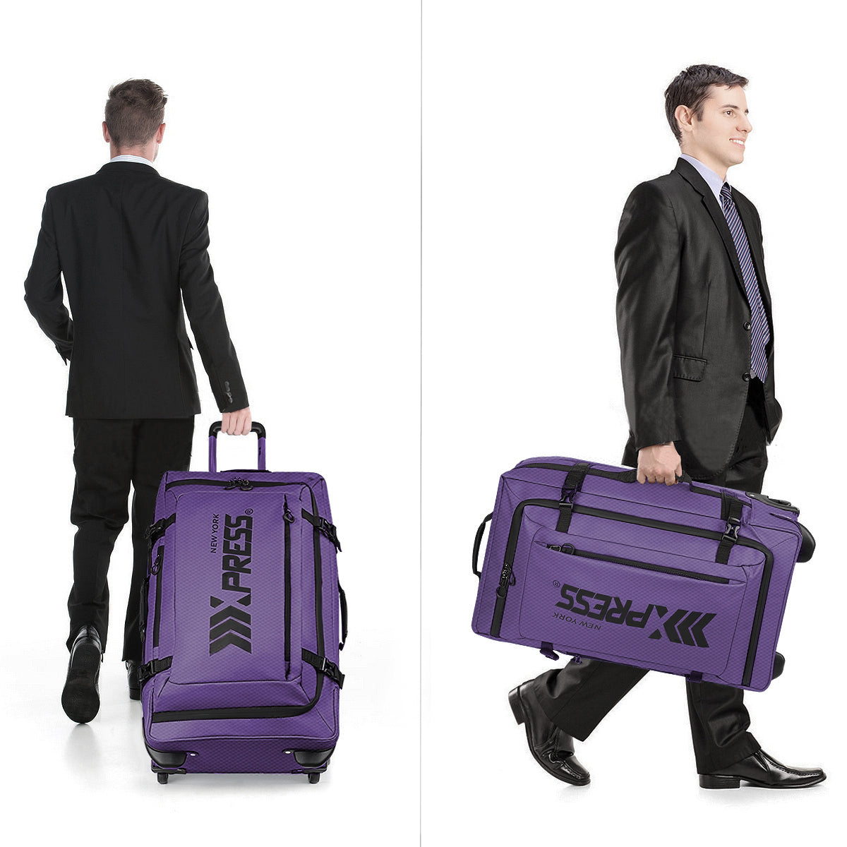 New York XPress TA-069-20'' Rolling Duffle Bag w/Wheels,26in/30in Rolling Duffle Bag w/Handle,Carry on Luggage Travel Duffle Bags for Man Women