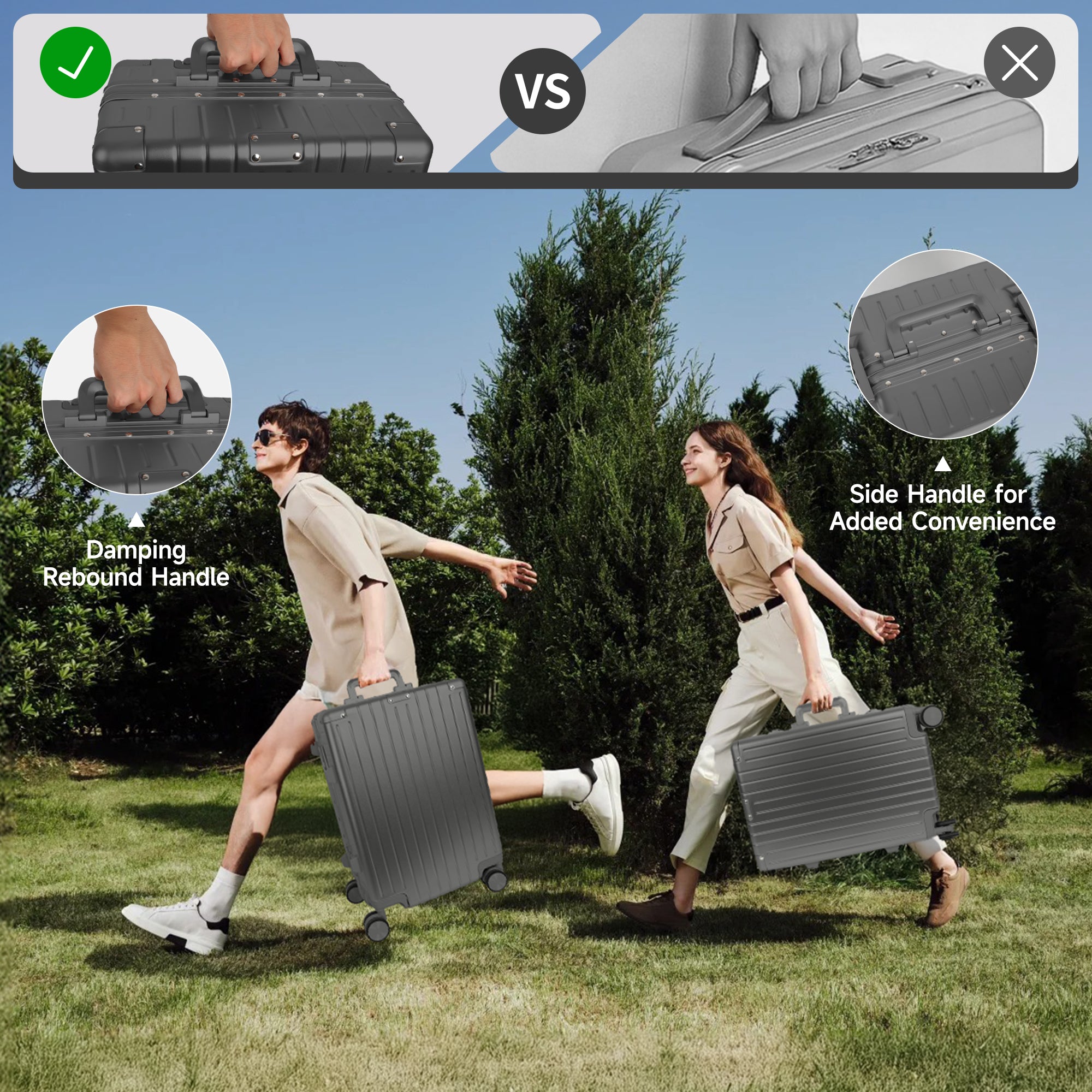 NEW YORK XPRESS Zipperless Luggage AL-12501,20in/30in,Aluminum Frame w/TSA LOCK w/Spinner Wheels