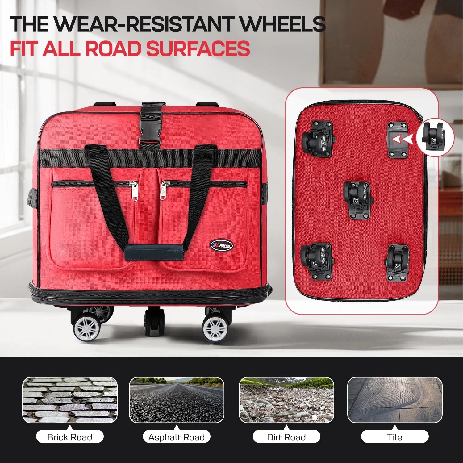3-Layer Expandable Foldable Suitcase Bag, Luggage Rolling Collapsible Duffel Bag with Removable Spinner Wheels,Large Capacity Water-Resistant Travel Bag for Trip Moving Storage