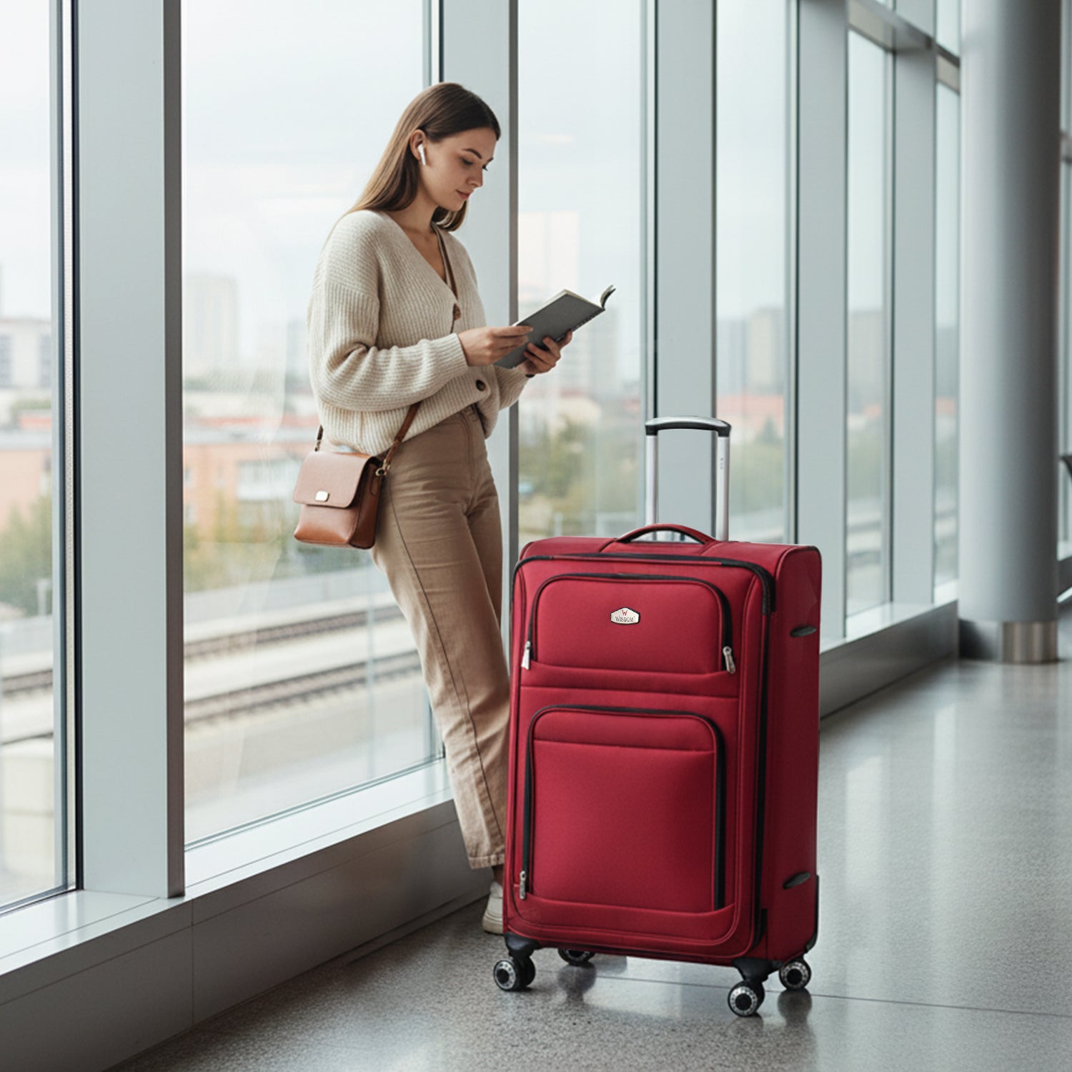 New York XPress WD-1622,20 inch Carry on Luggage,26in/30in Softside Suitcase with Combination LOCK,Expandable Luggage,Lightweight Rolling Suitcases