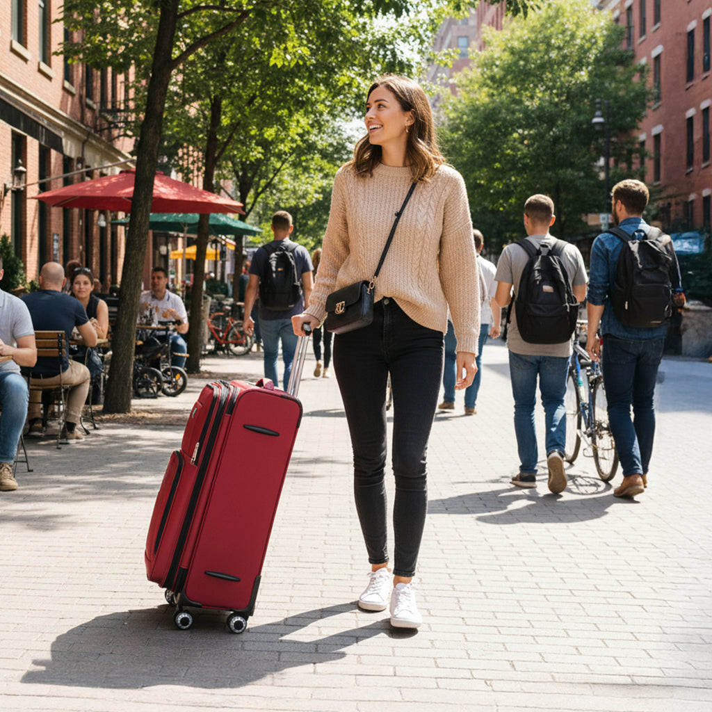 New York XPress WD-1622,20 inch Carry on Luggage,26in/30in Softside Suitcase with Combination LOCK,Expandable Luggage,Lightweight Rolling Suitcases
