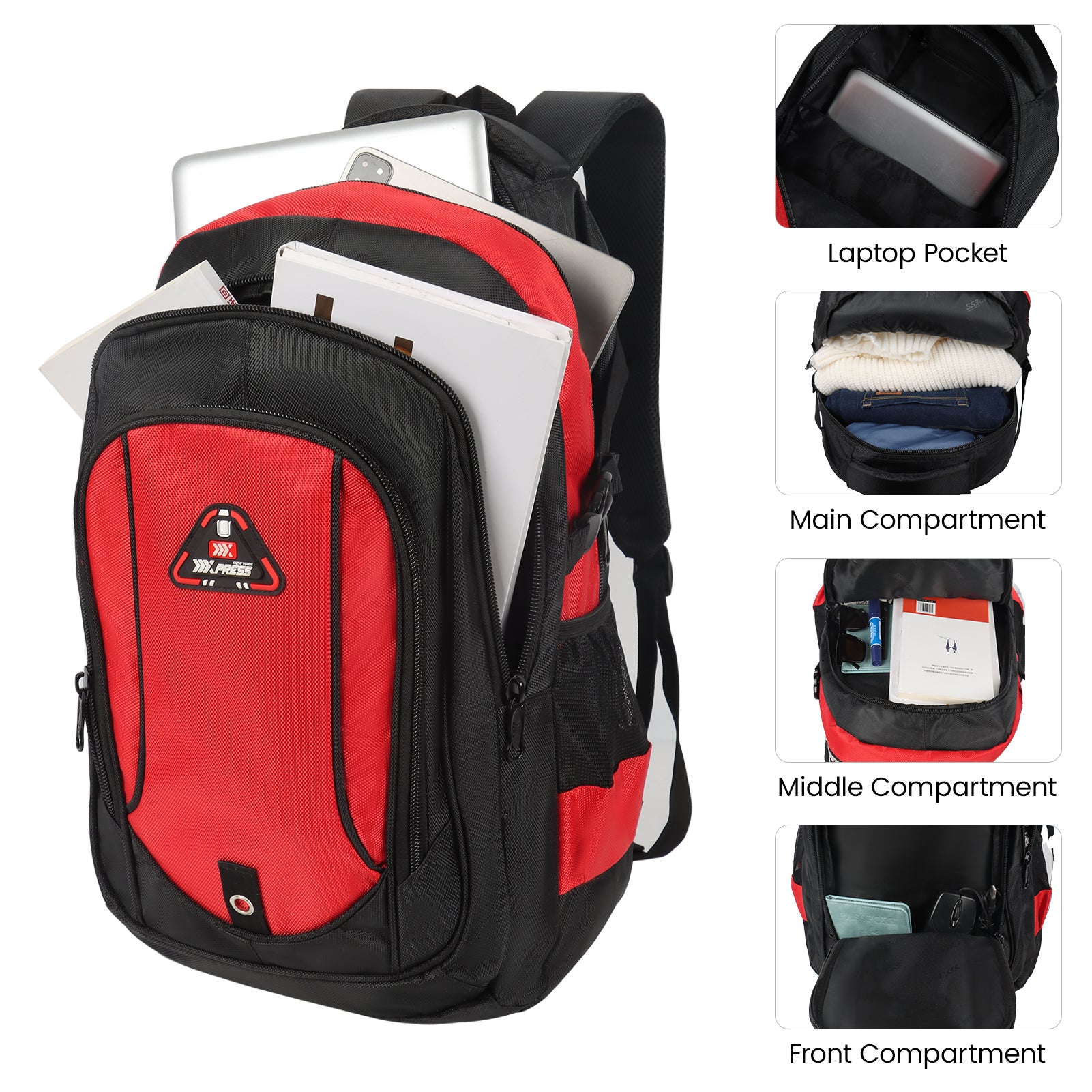 New York XPress 8160 Laptop Backpack for Men Women with 45 Liters Large Capacity,15.6 inch Laptop Computer Bag Travel Backpack,Water Resistant