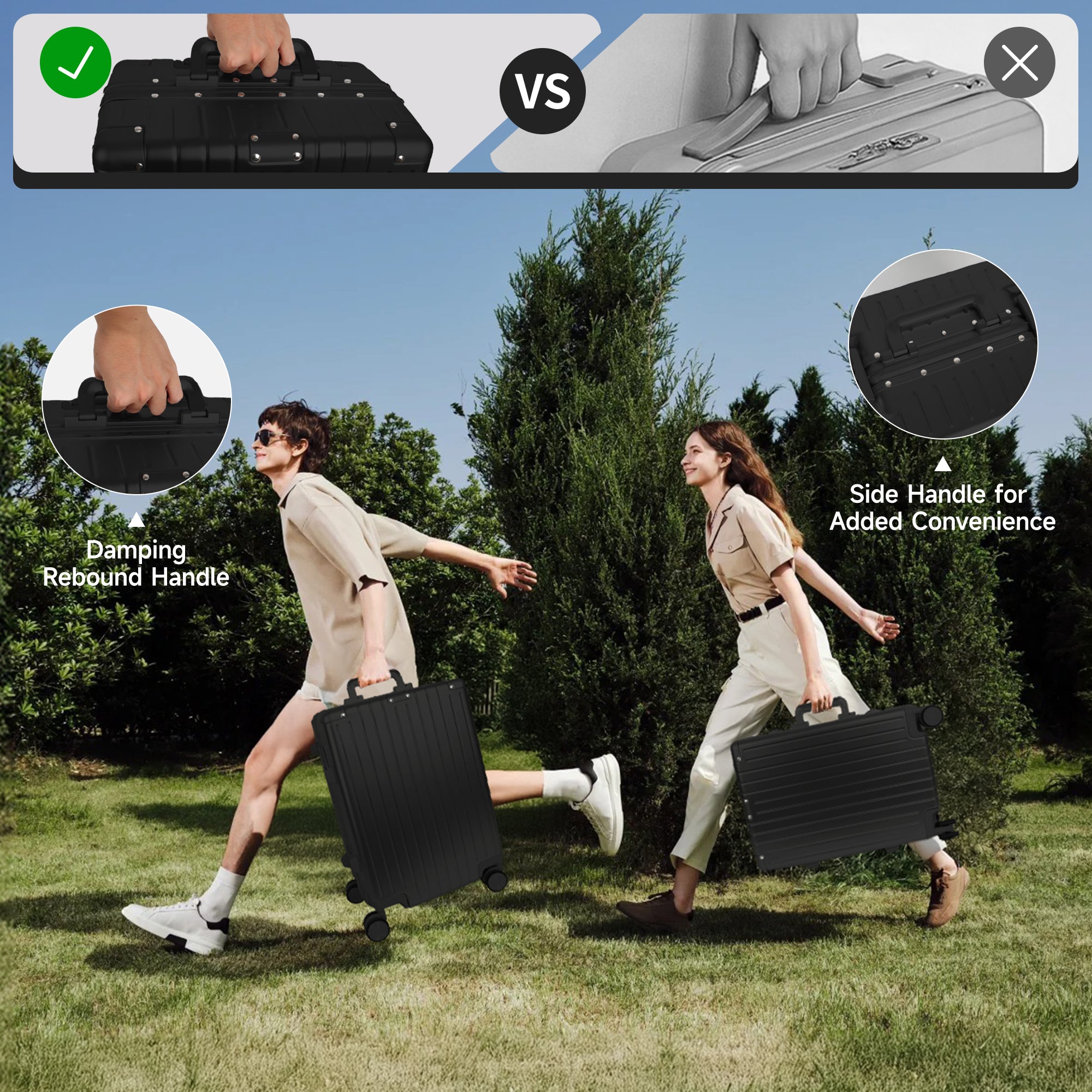 NEW YORK XPRESS Zipperless Luggage AL-12501,20in/30in,Aluminum Frame w/TSA LOCK w/Spinner Wheels