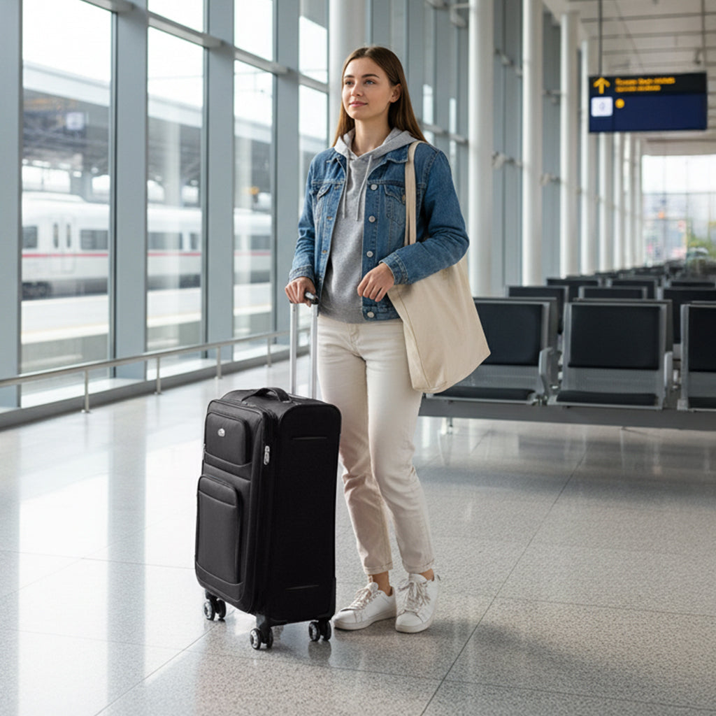 New York XPress WD-1622,20 inch Carry on Luggage,26in/30in Softside Suitcase with Combination LOCK,Expandable Luggage,Lightweight Rolling Suitcases
