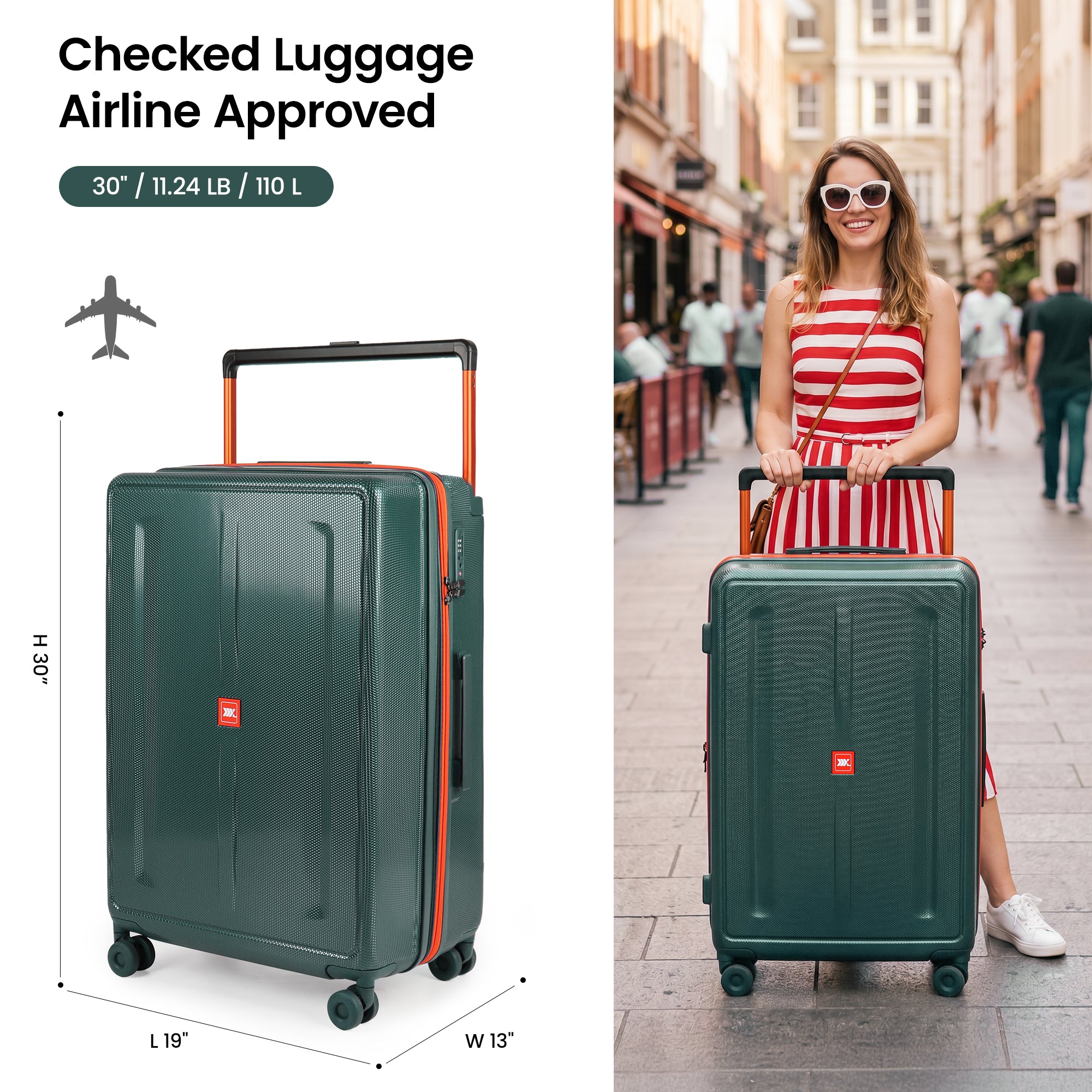 New York XPress LP-13803,3-Piece PC Hardshell Luggage, Expandable 20%, Spinner Wheels, TSA Lock, Wide Handle(20in/26in30in)