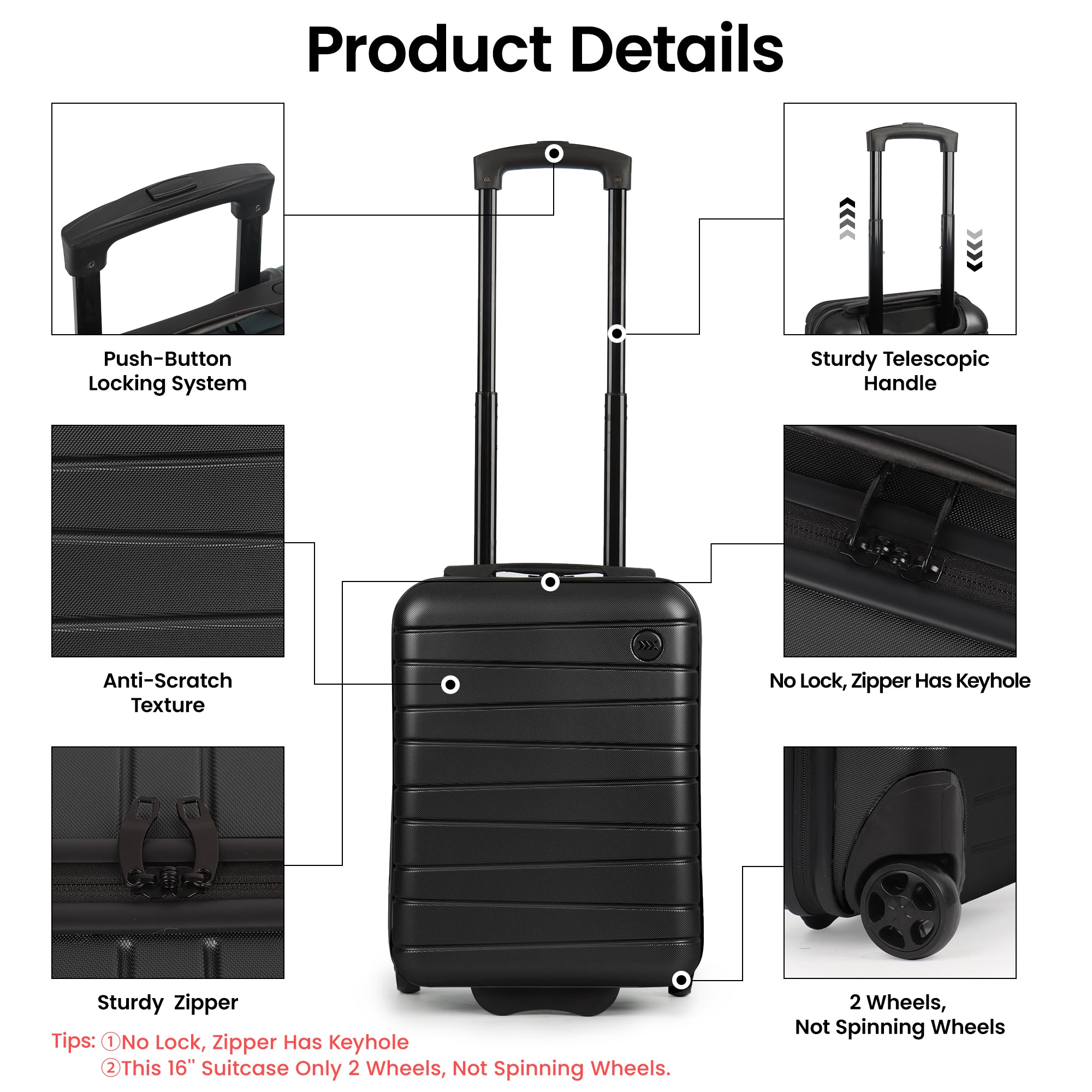 New York XPress 2538 2-PC (16/30in) ABS Hardshell Spinner, No LOCK (Keyhole), Scratch-Resistant, Lightweight Durable for Men/Women