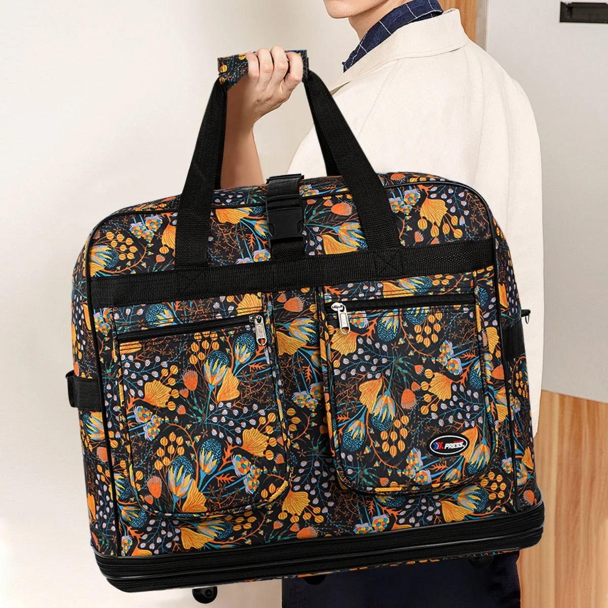 New York XPress 3 Layer Expandable Suitcase Bag Foldable Wheeled Duffel Bag with Wheels & Handles,Waterpoof Large Travel Duffel Bag for Trip Moving Storage